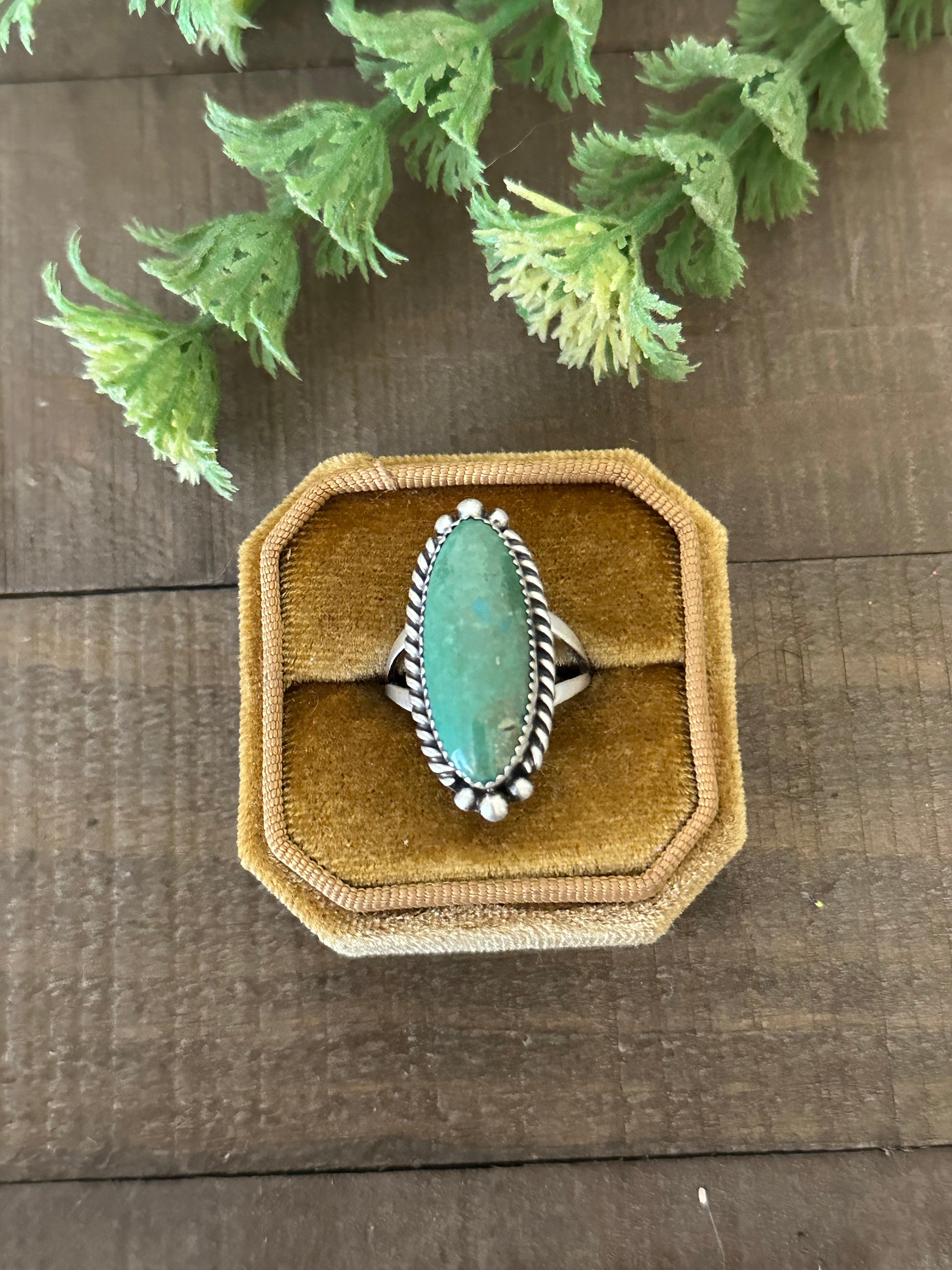 Navajo Made Kingman Turquoise & Sterling Silver Ring