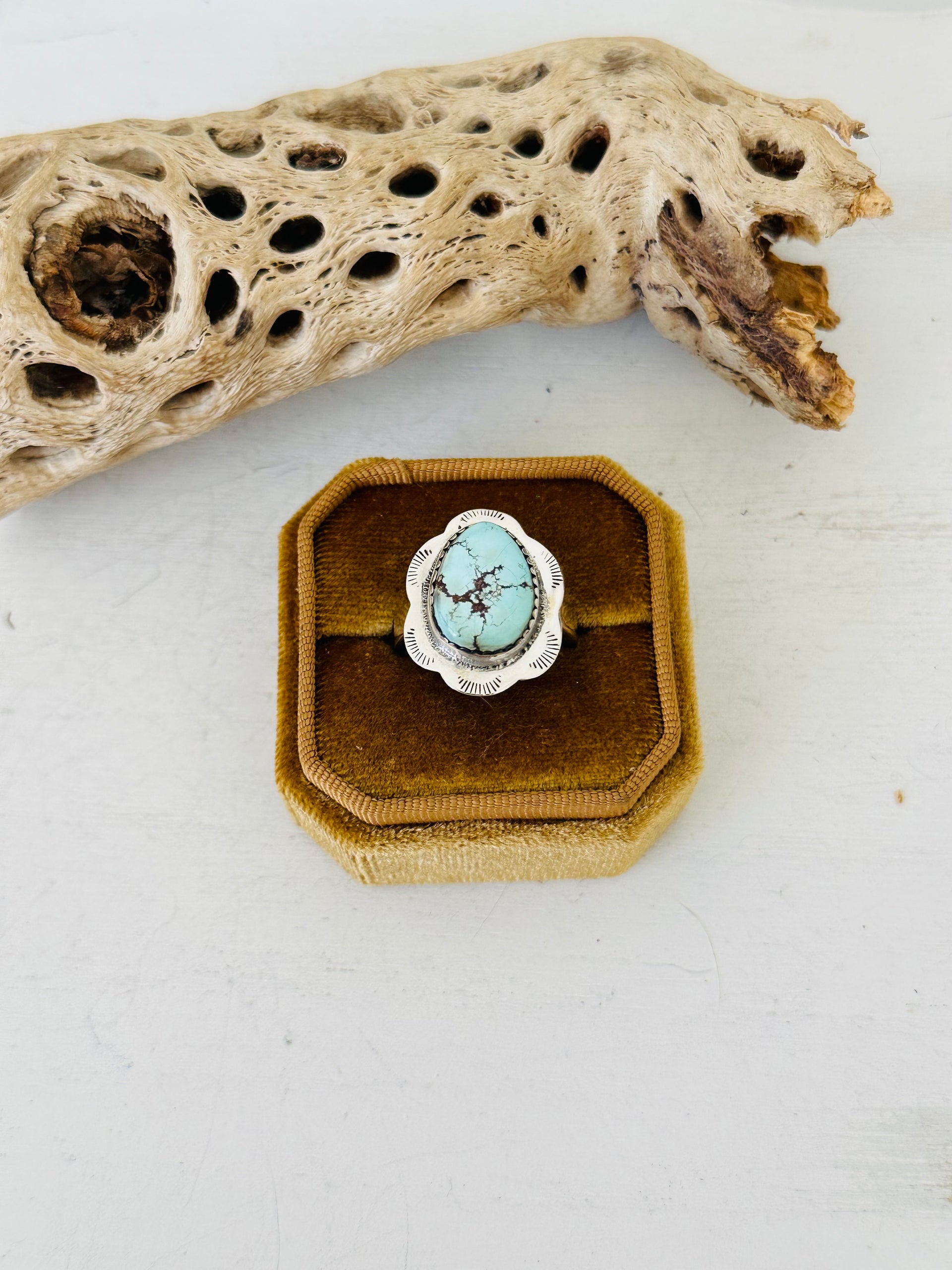 Southwest Handmade Golden Hills Turquoise & Sterling Silver Adjustable Ring