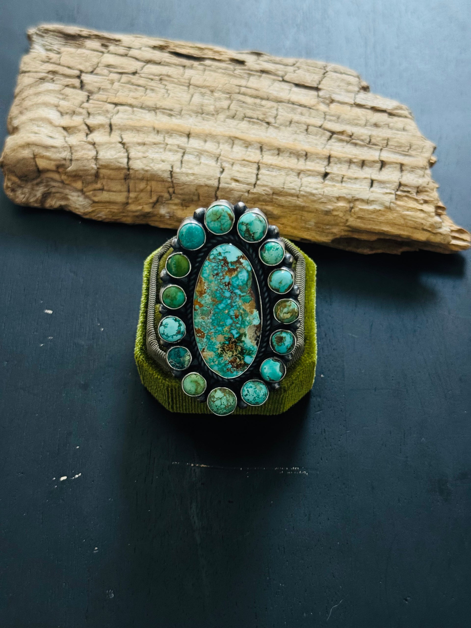 Amos Jake Mixed Turquoise & Sterling Silver Adjustable Cluster Ring