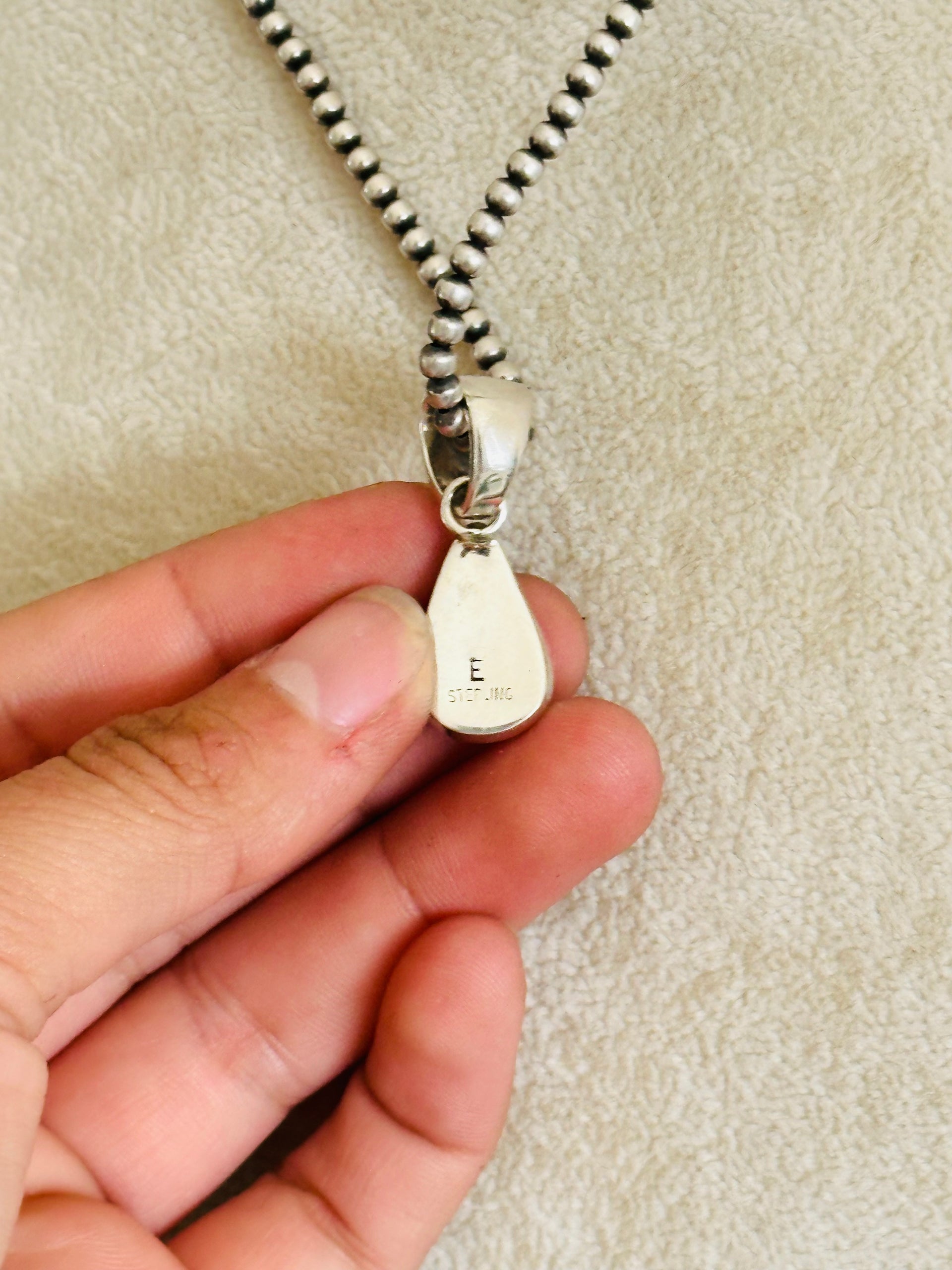 Navajo Made Spiny Oyster & Sterling Silver Pendant