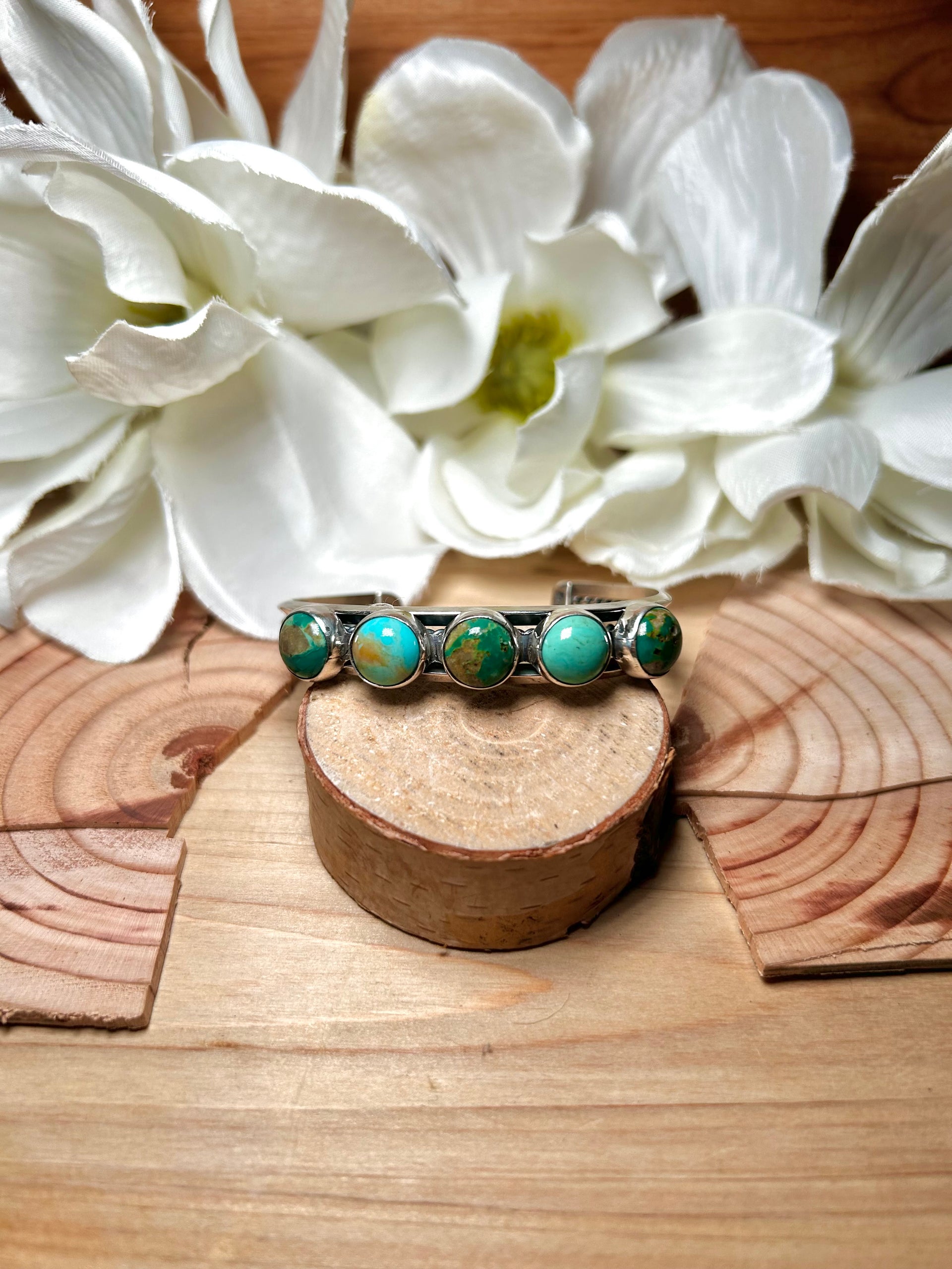 Navajo Made Kingman Turquoise & Sterling Silver Cuff Bracelet