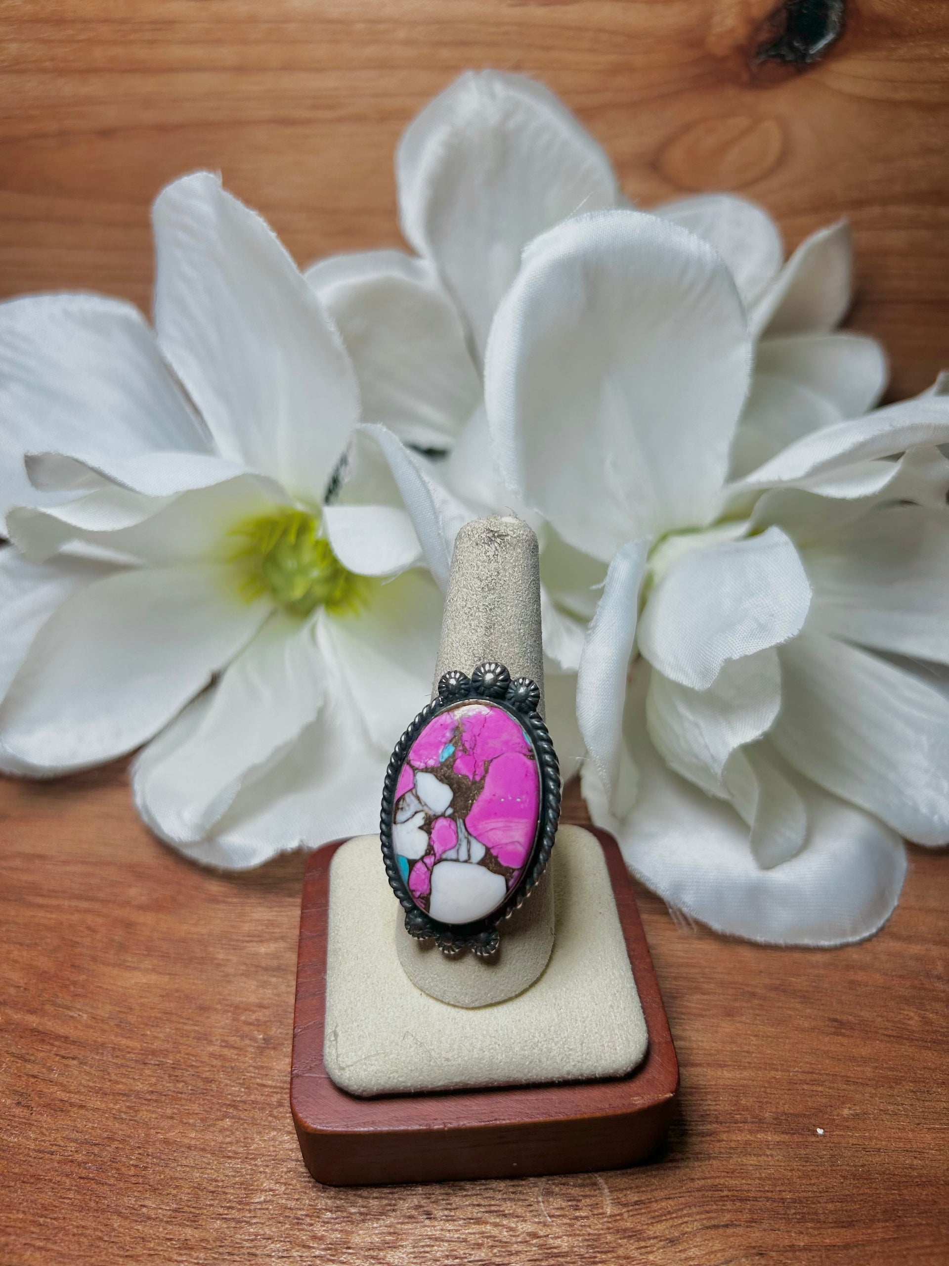 Zachariah David Cotton Candy Dahlia & Sterling Silver Adjustable Ring