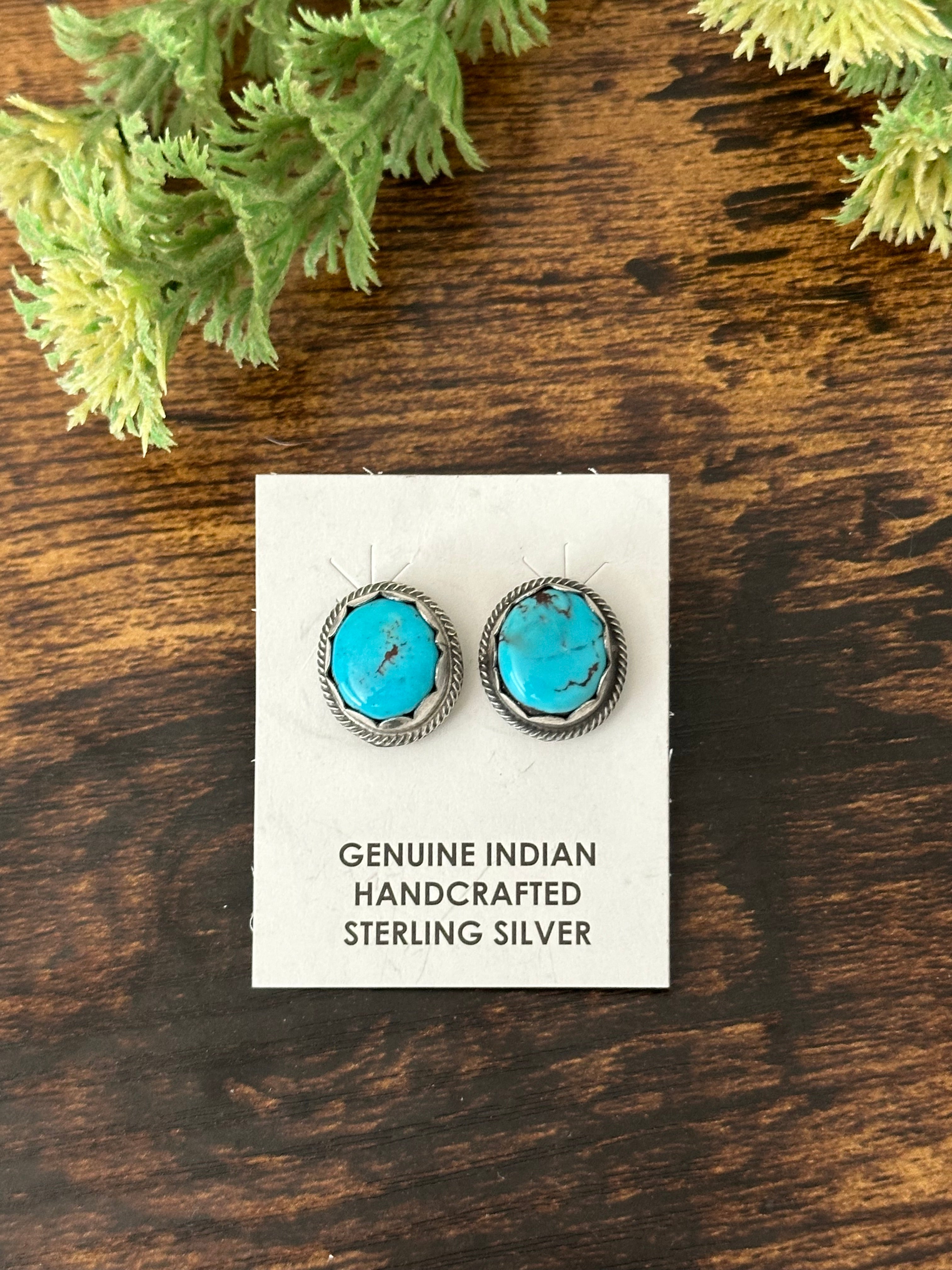 Tim Yazzie Royston Turquoise & Sterling Silver Post Earrings