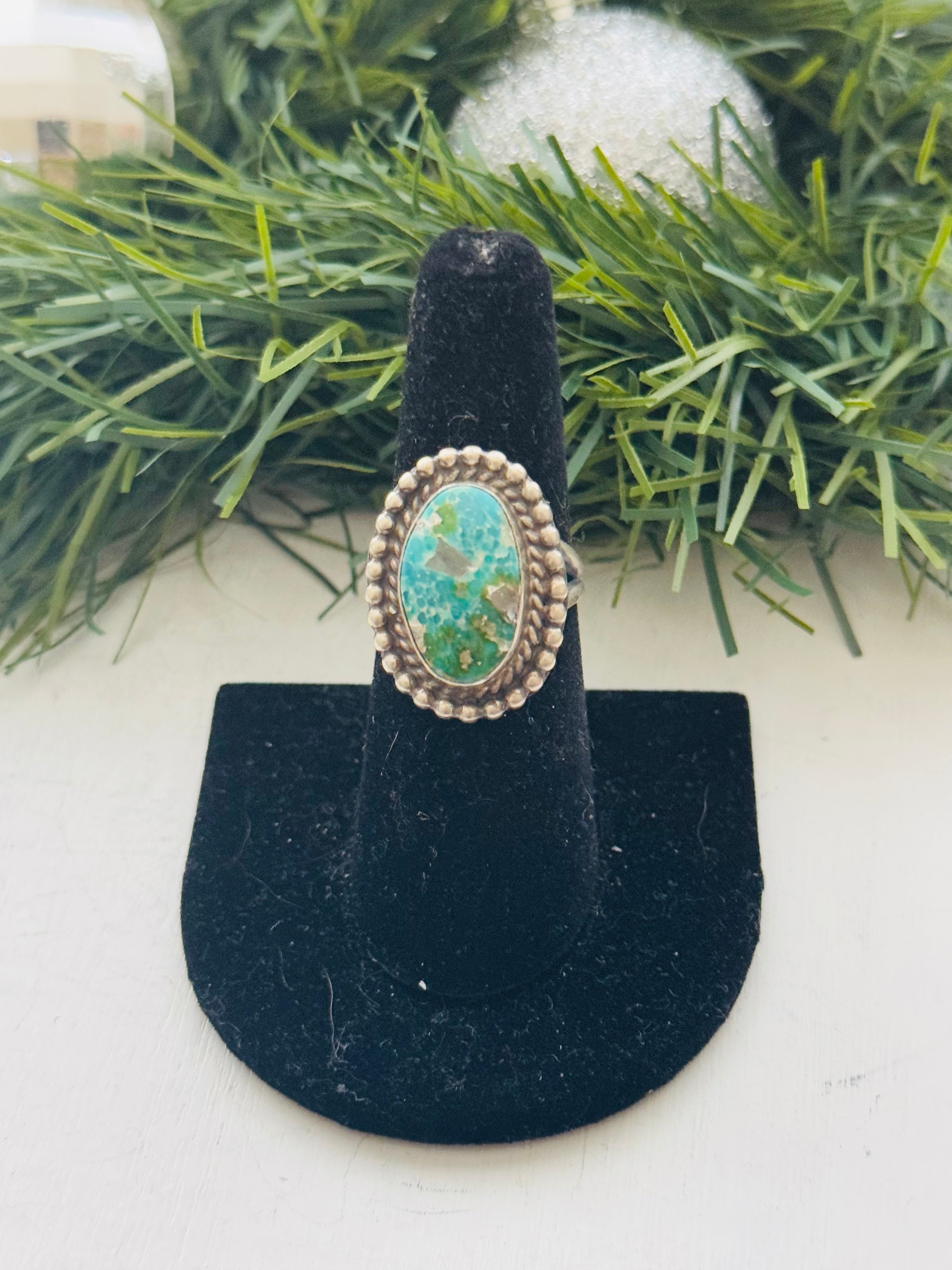 Navajo Made Kingman Turquoise & Sterling Silver Ring