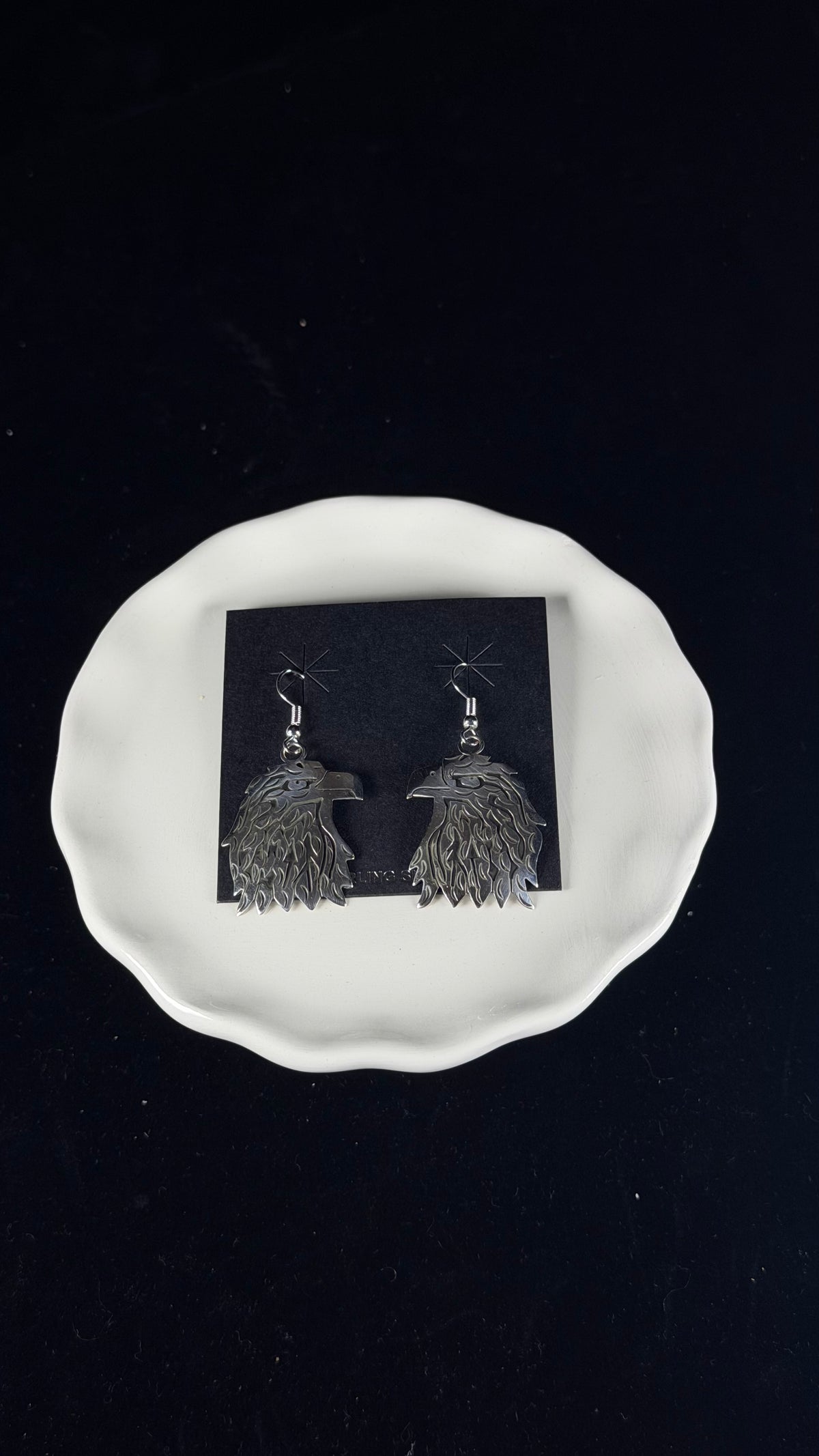 Navajo Made Sterling Silver Eagle Dangle Earrings