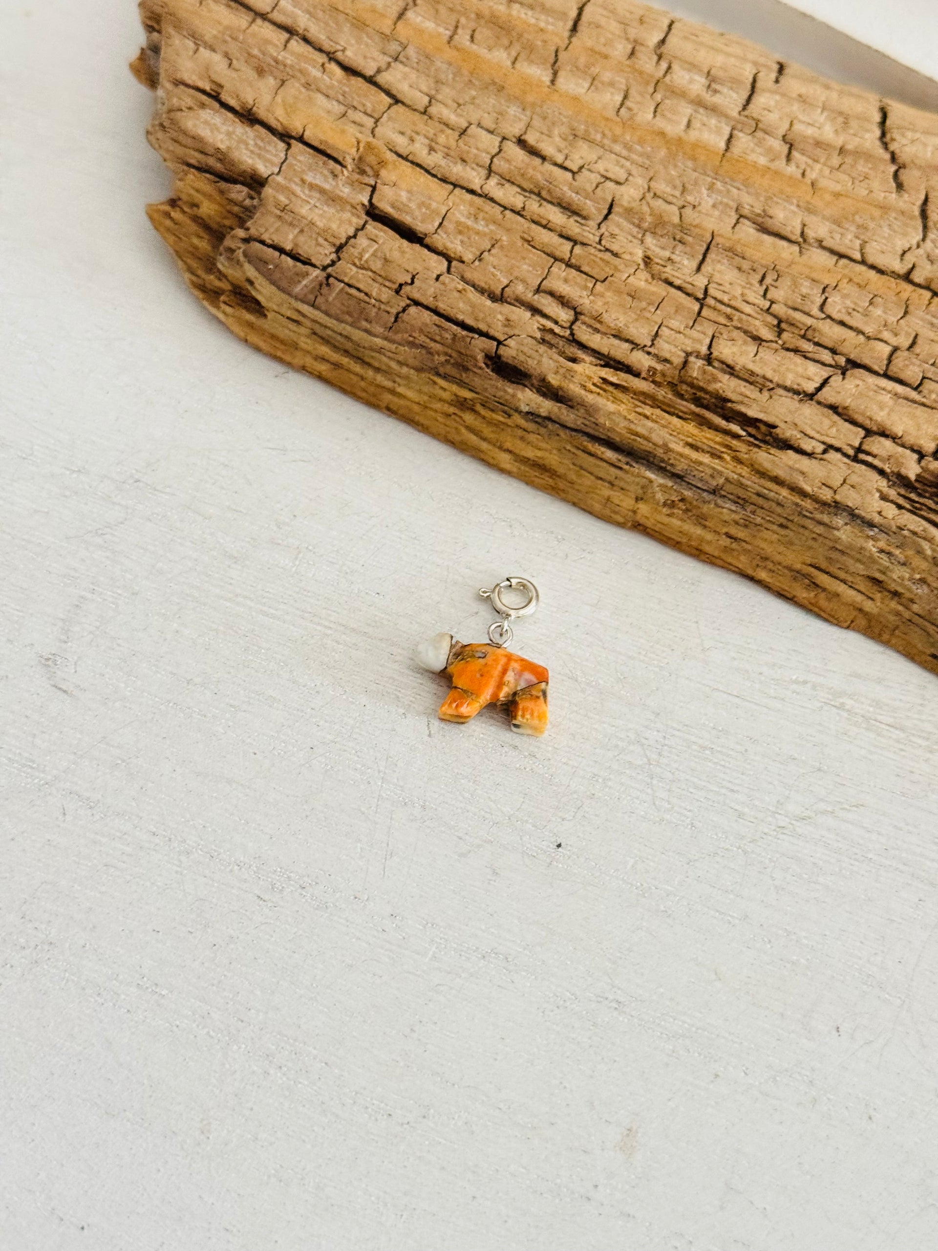 Navajo Made Mohave Turquoise & Sterling Silver Bear Charms