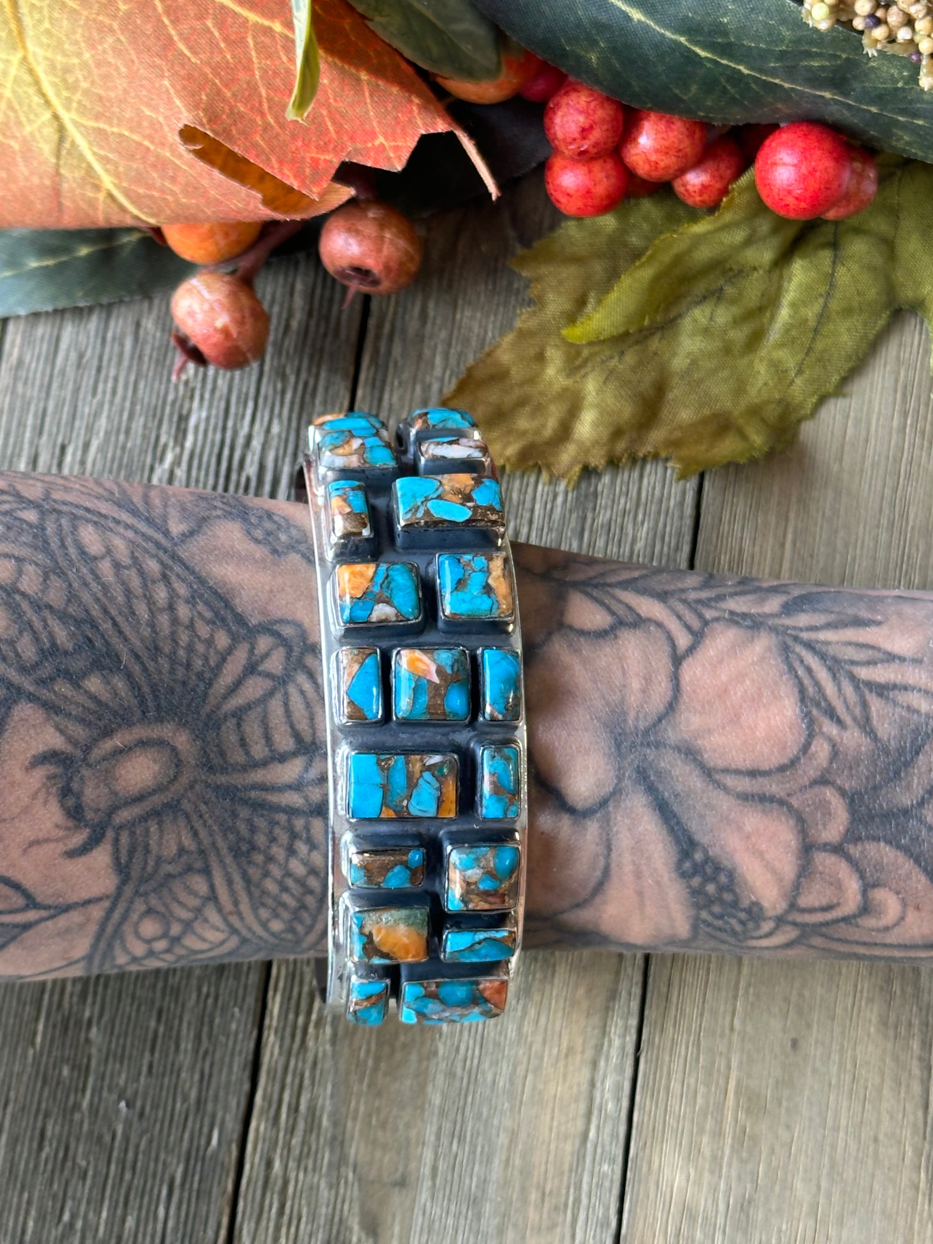 Southwest Made Mohave Turquoise & Sterling Silver Cuff Bracelet