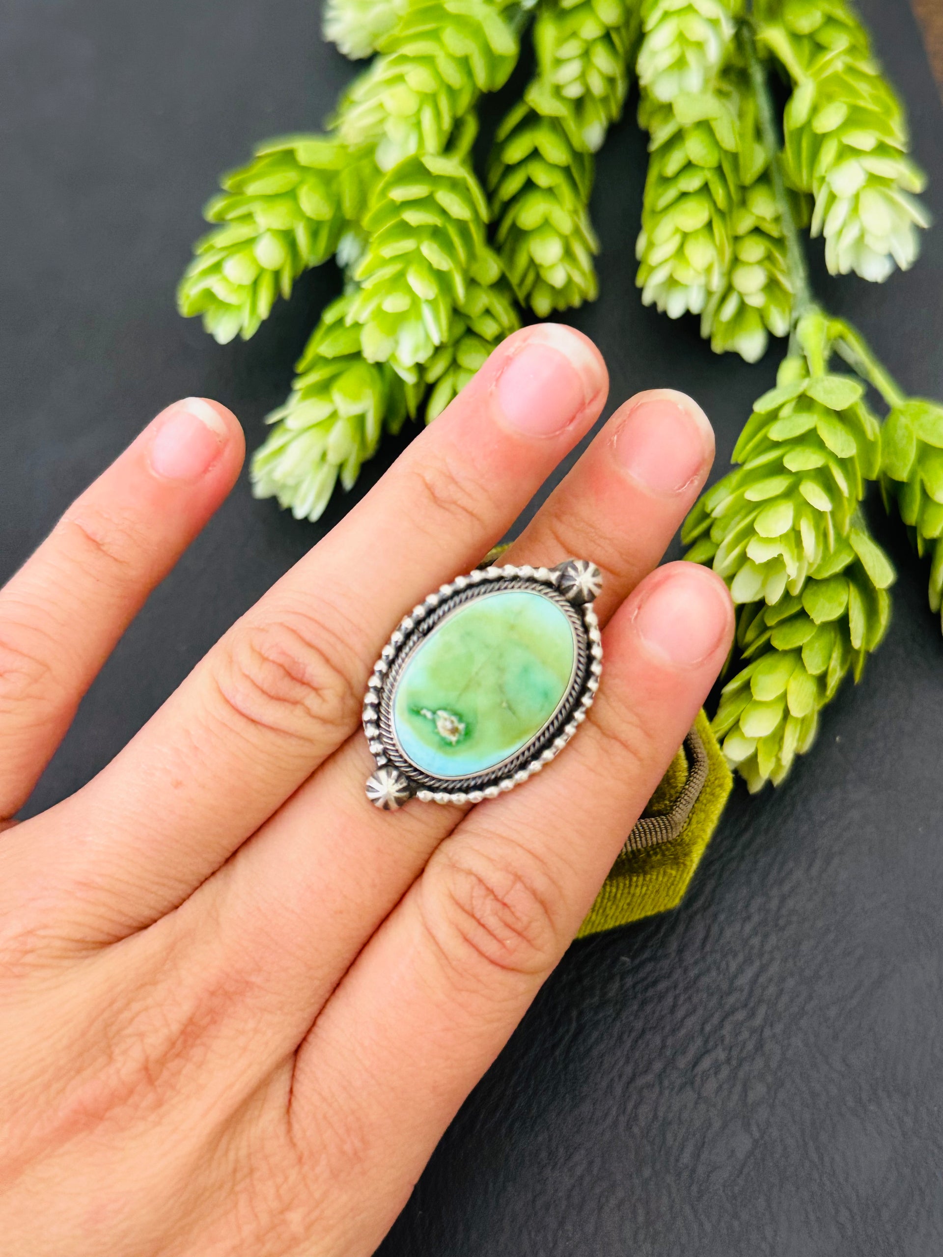 Scott Skeets Sonoran Gold Turquoise &  Sterling Silver Ring Size 5.5