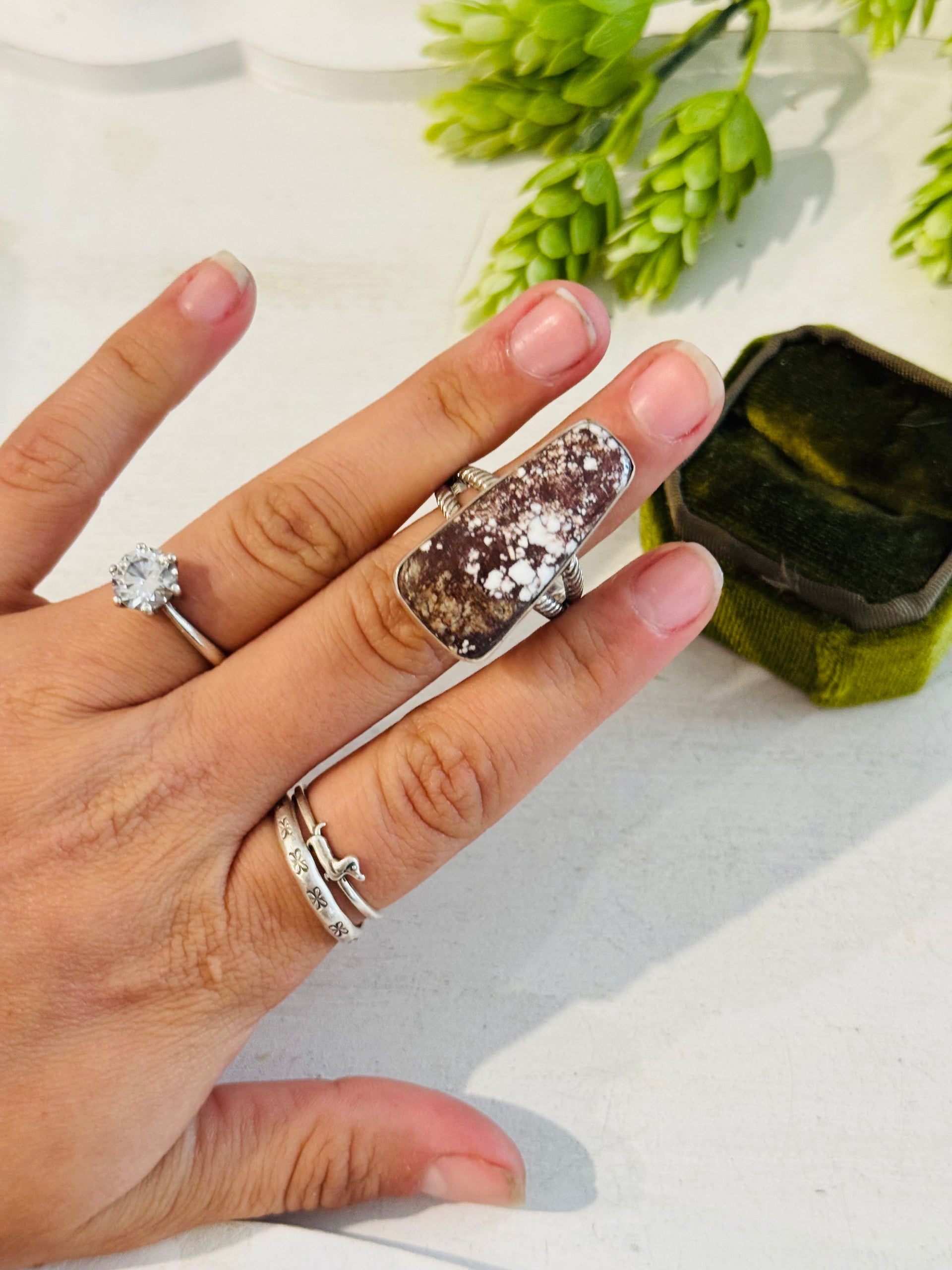 Southwest Made Wild Horse & Sterling Sliver Ring Size 10.75