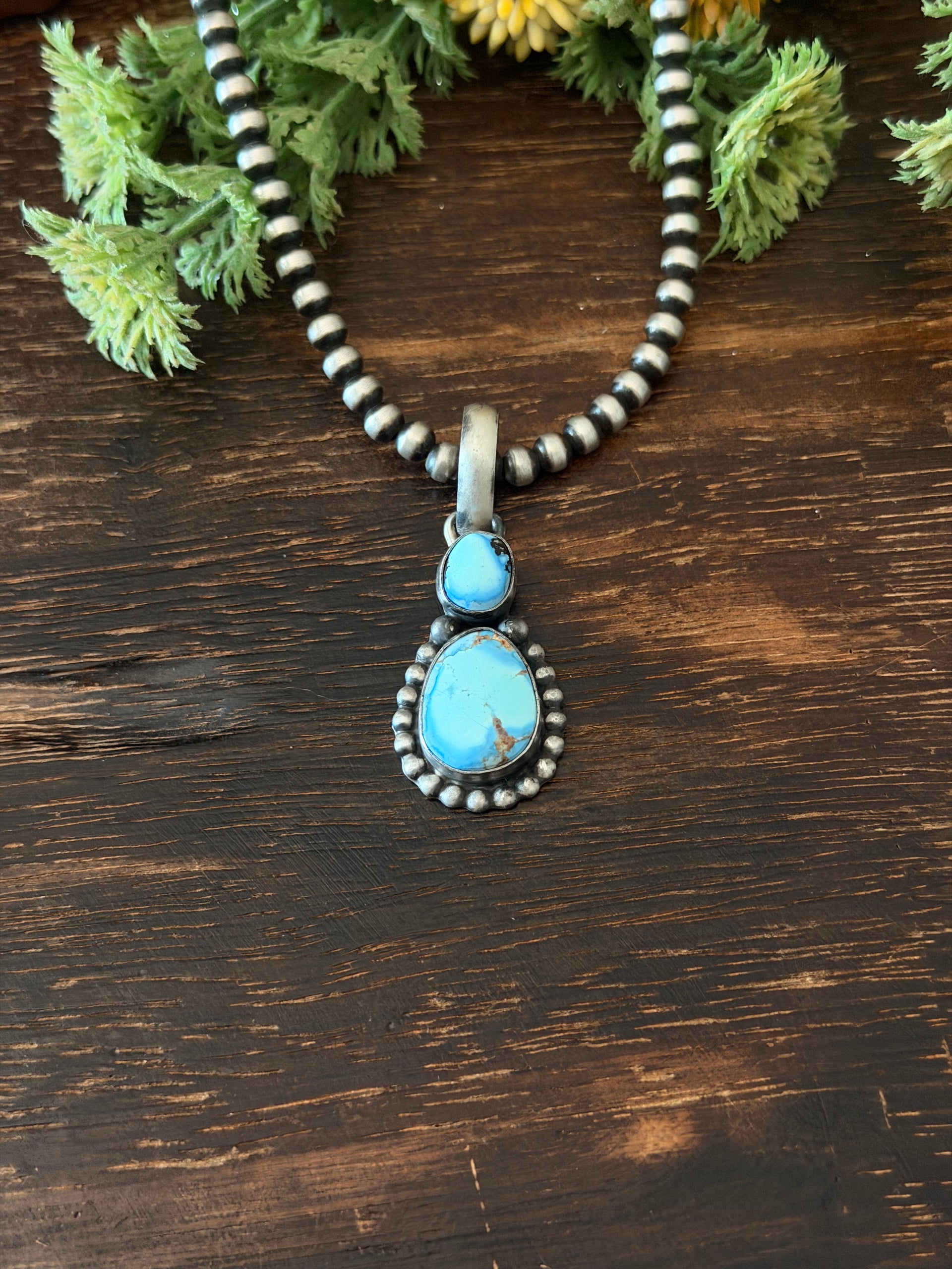 Darrin Livingston Golden Hills Turquoise & Sterling Silver Pendant