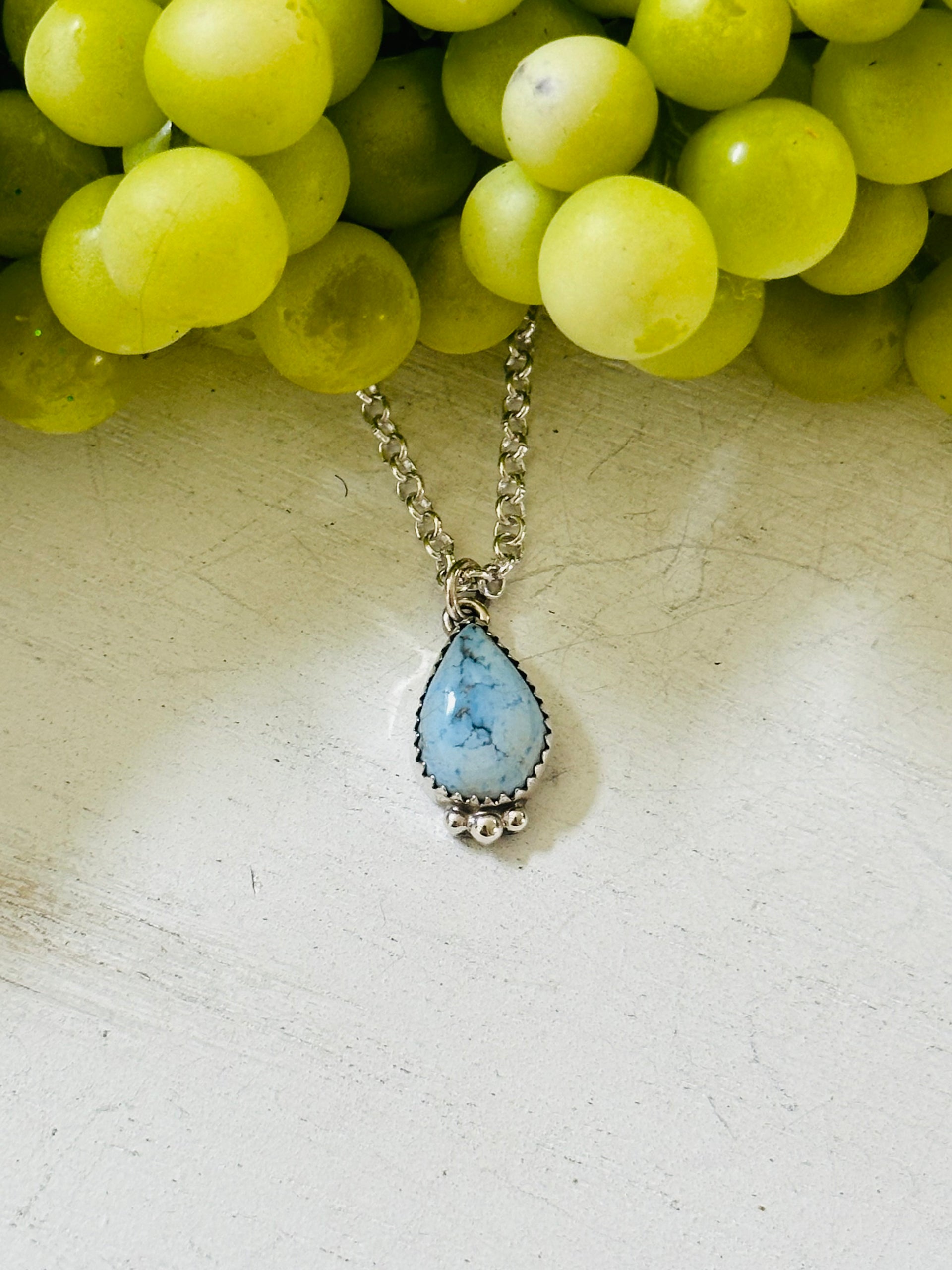 Southwest Handmade Golden Hills Turquoise & Sterling Silver Necklace