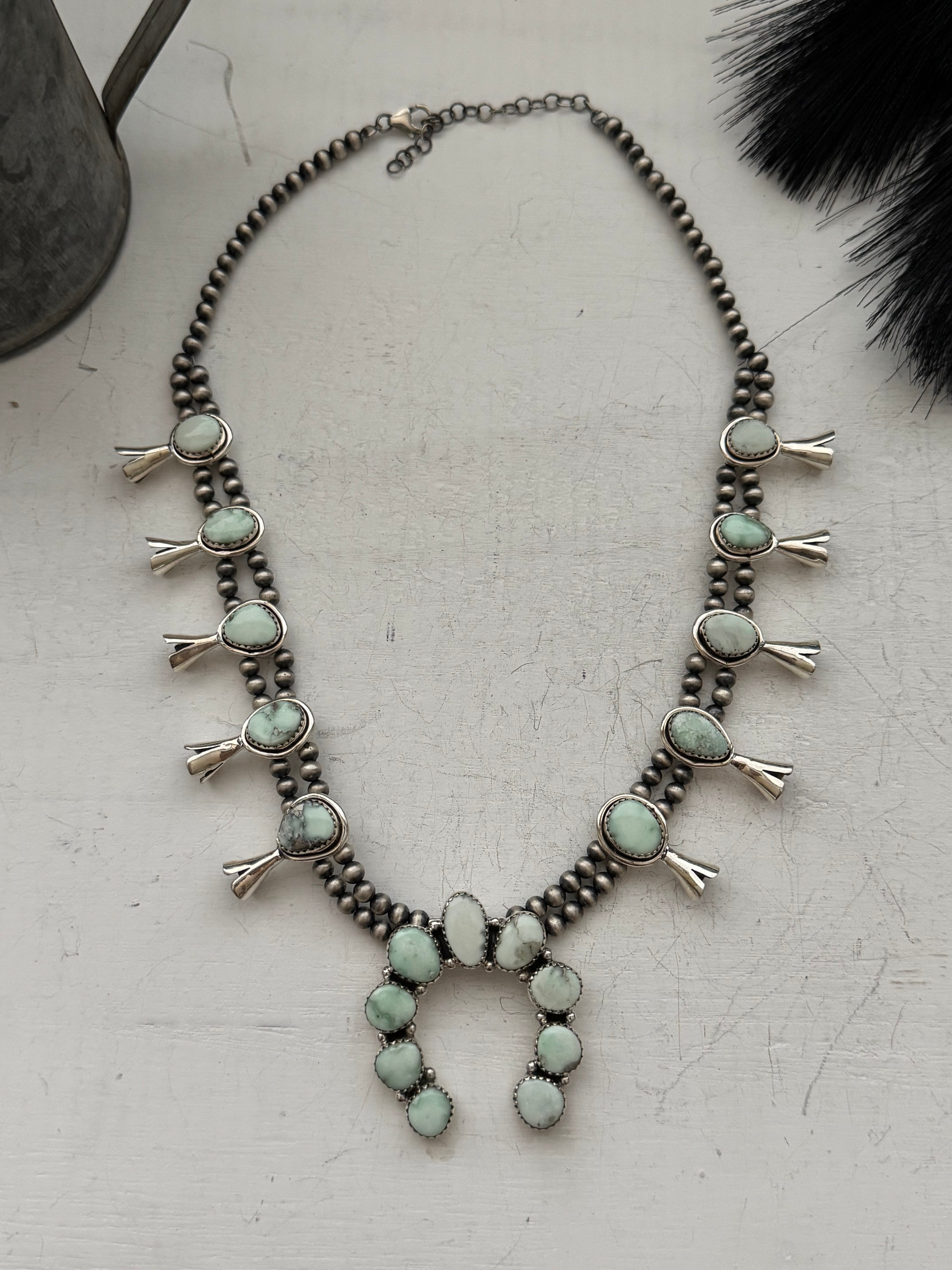 TTD Paloma Variscite & Sterling Silver Squash Blossom Necklace