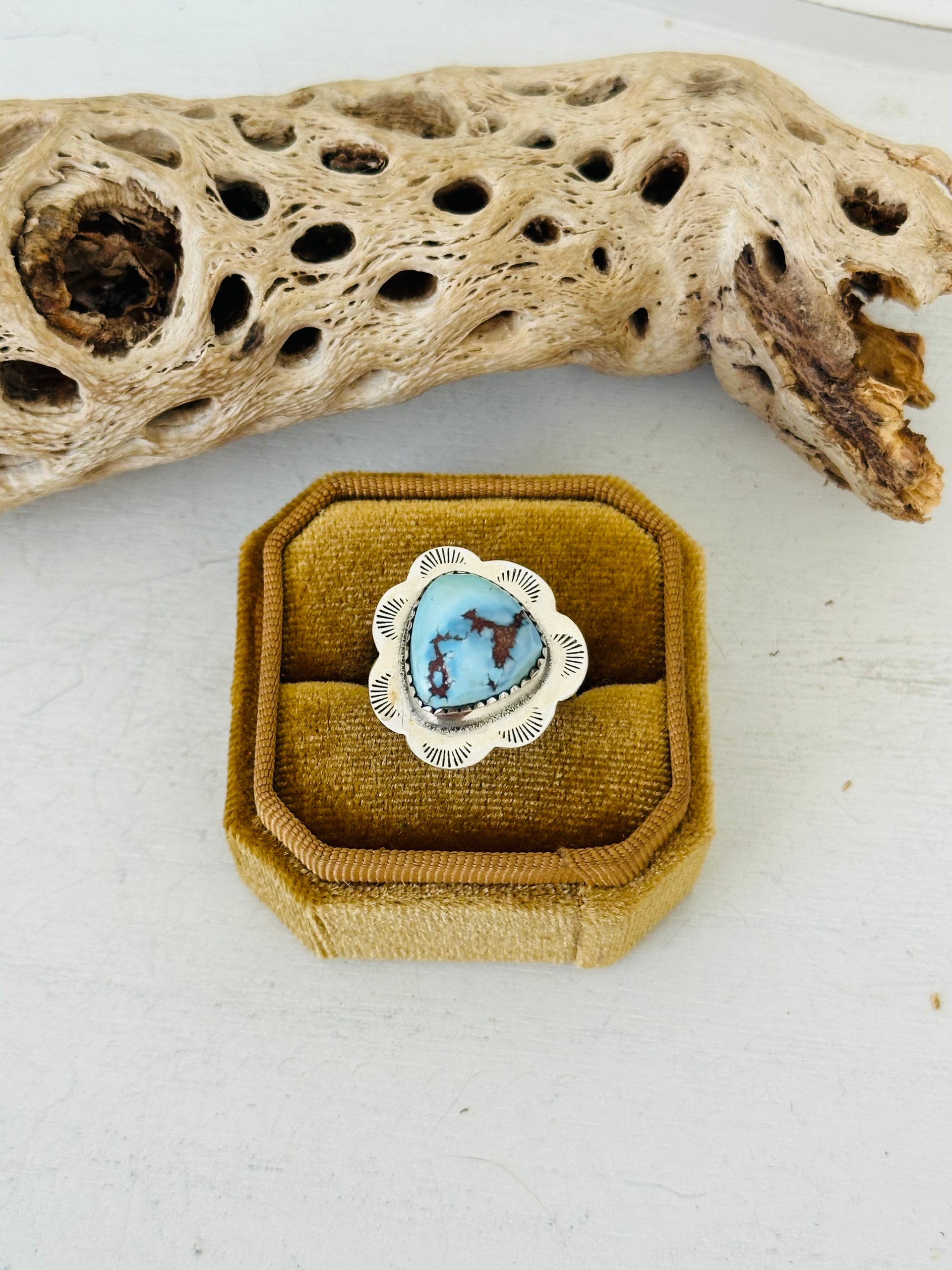 Southwest Handmade Golden Hills Turquoise & Sterling Silver Adjustable Ring