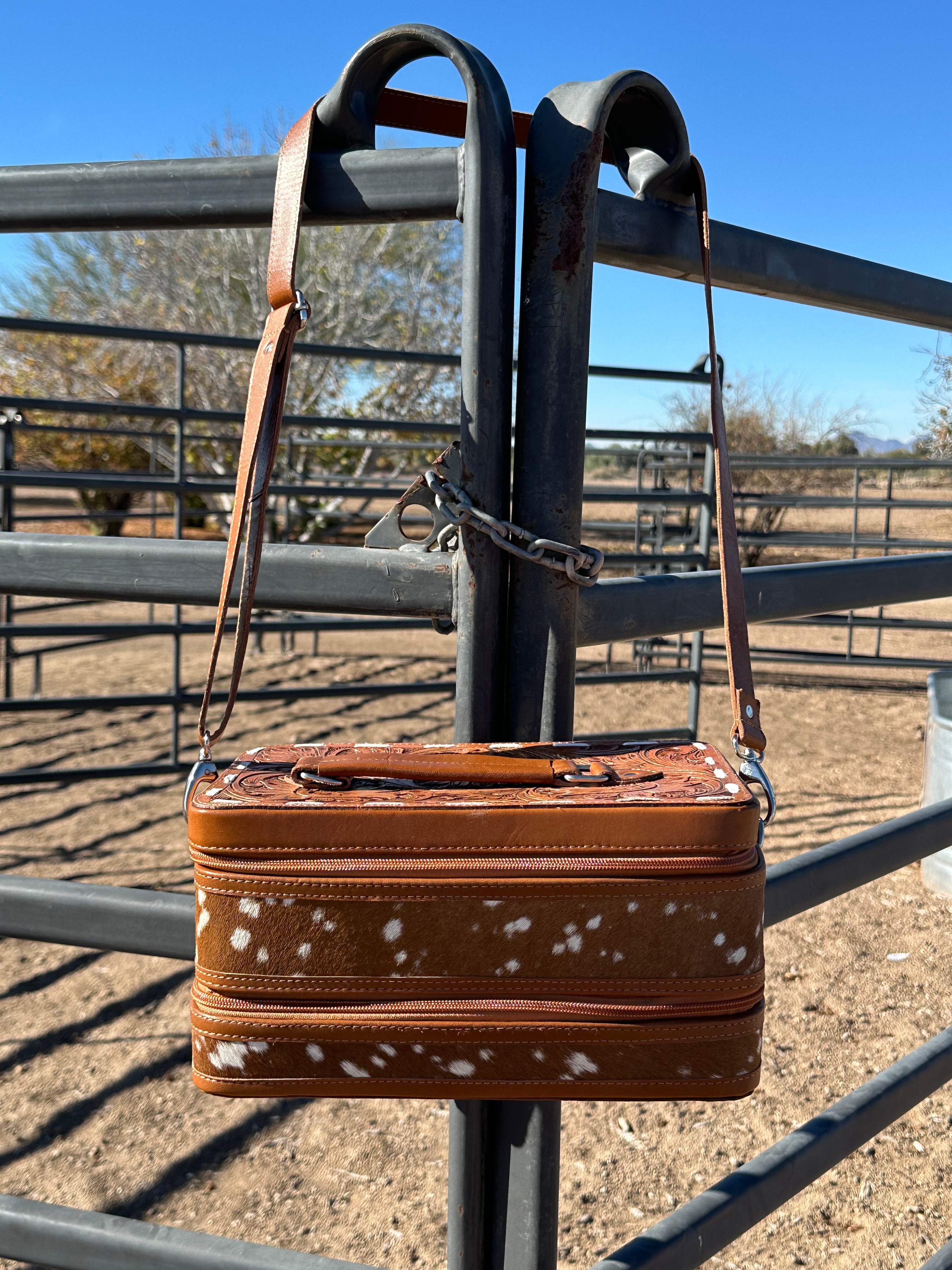 Double Layered Genuine Tooled Leather & Cowhide Jewelry Box