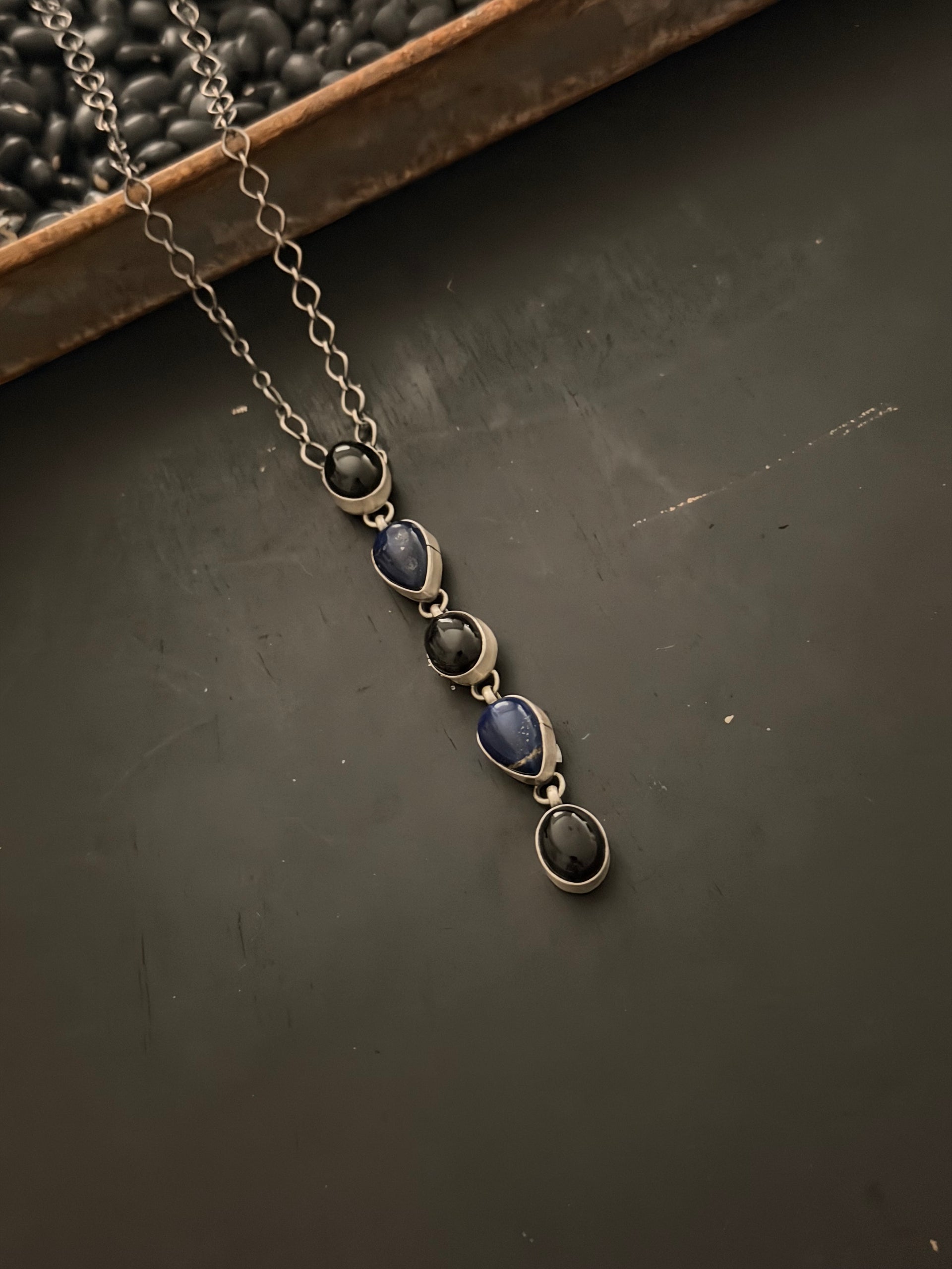 Navajo Made Multi Stone  & Sterling Silver Necklace