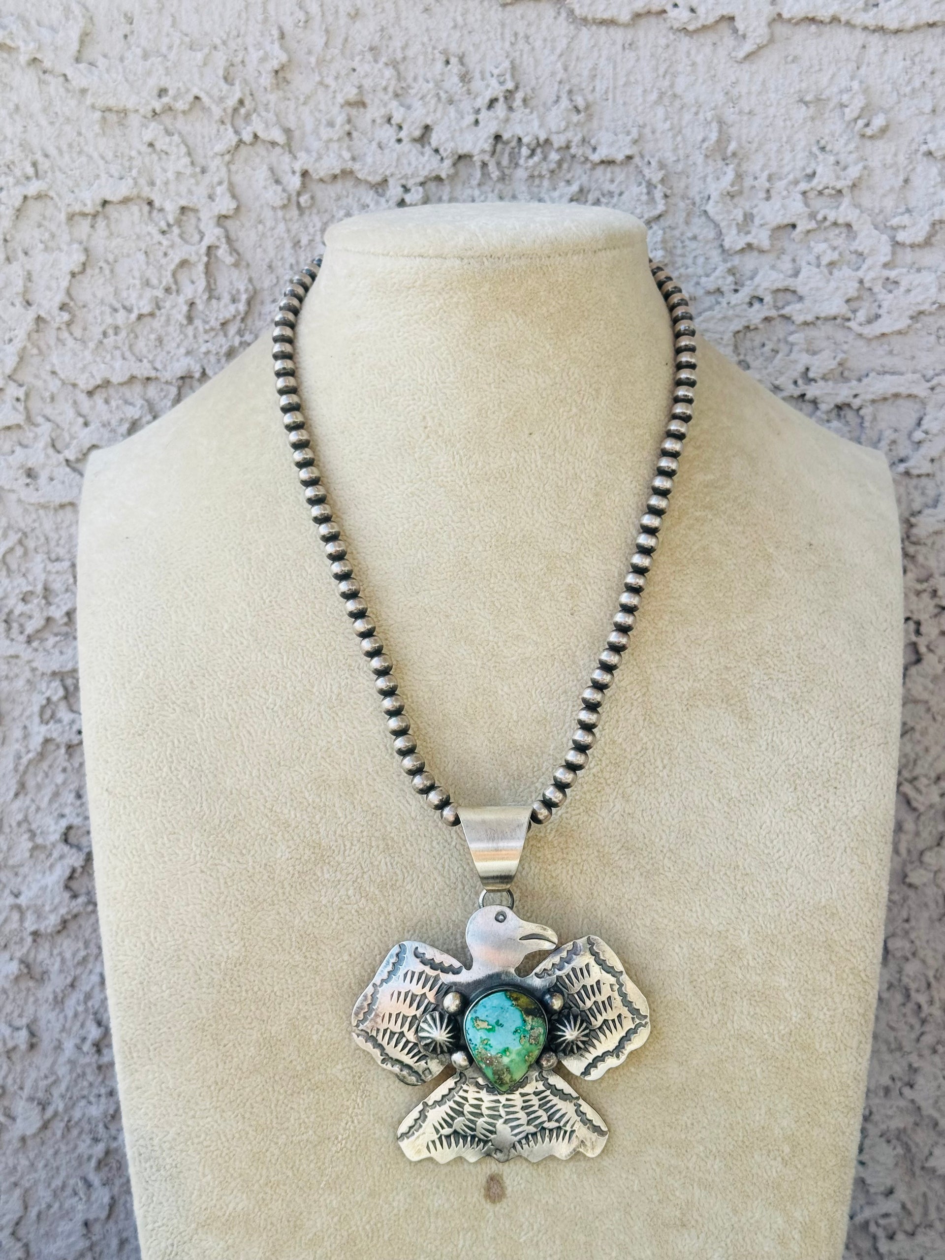 Chimney Butte Sonoran Mountain & Sterling Silver Thunderbird Pendant