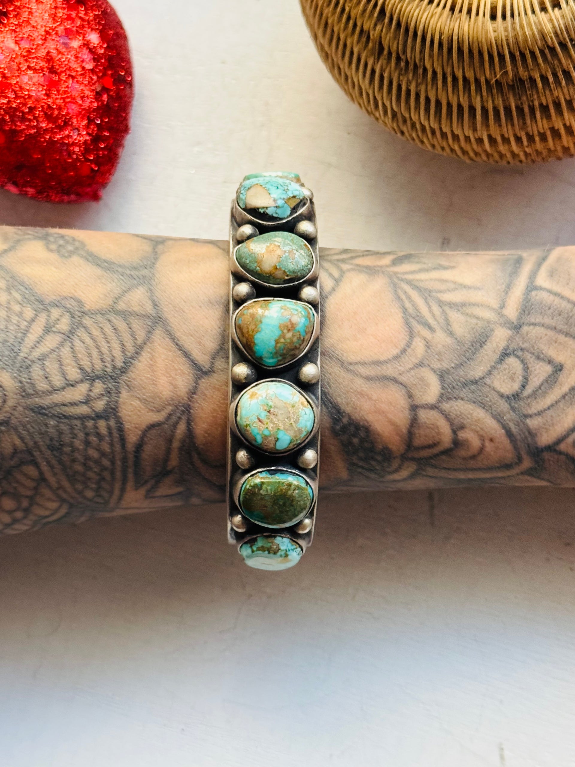 Roland Tom Natural Royston Turquoise & Sterling Silver Cuff Bracelet