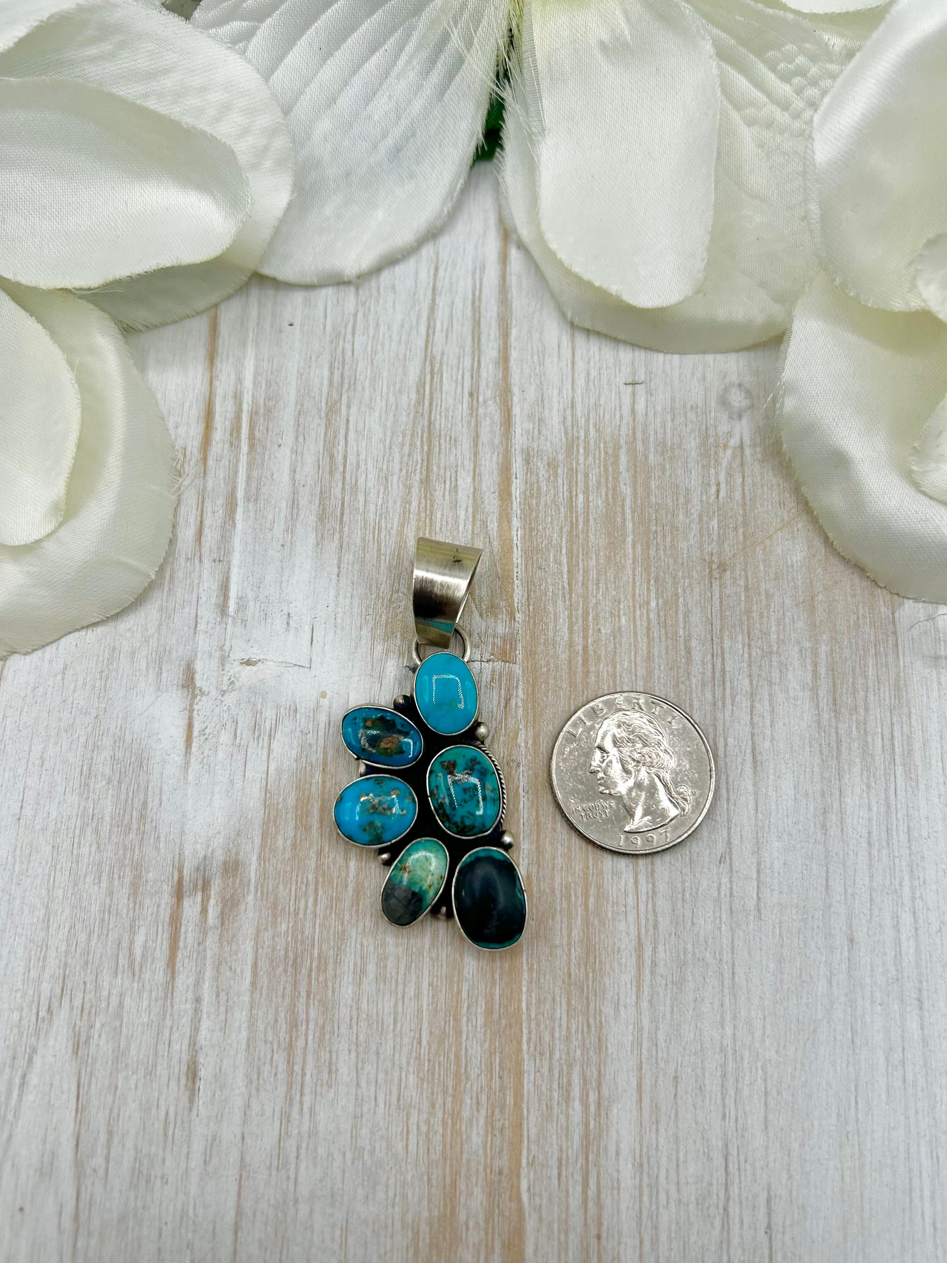 Blaire Yellowhorse Mixed Turquoise & Sterling Silver Pendant