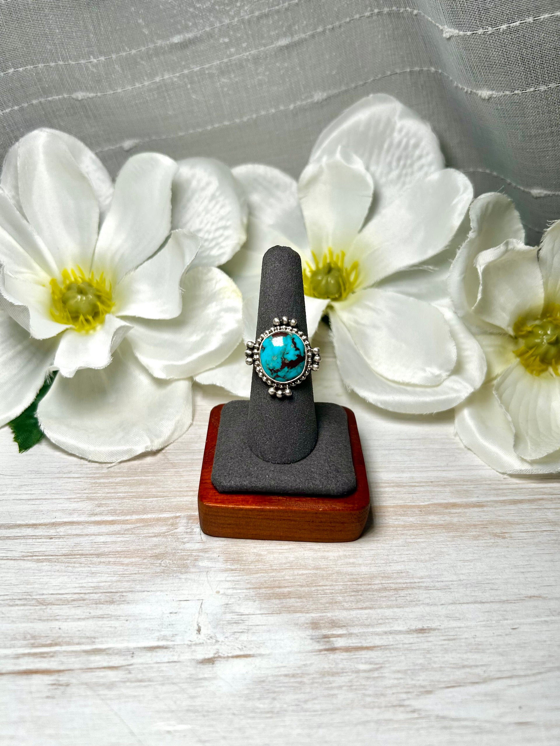 Navajo Made Red Skin Turquoise & Sterling Silver Ring Size 7.25