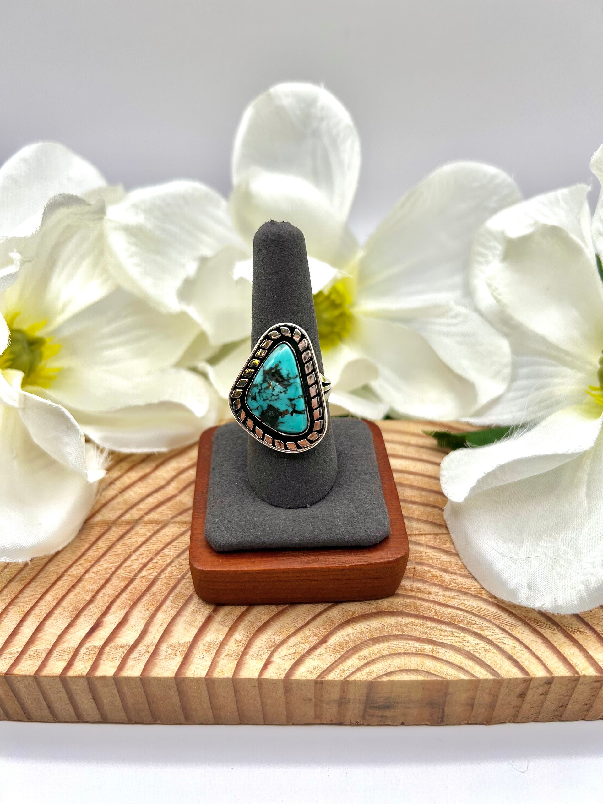 Mike Smith Kingman Turquoise & Sterling Silver Ring Size 9.25