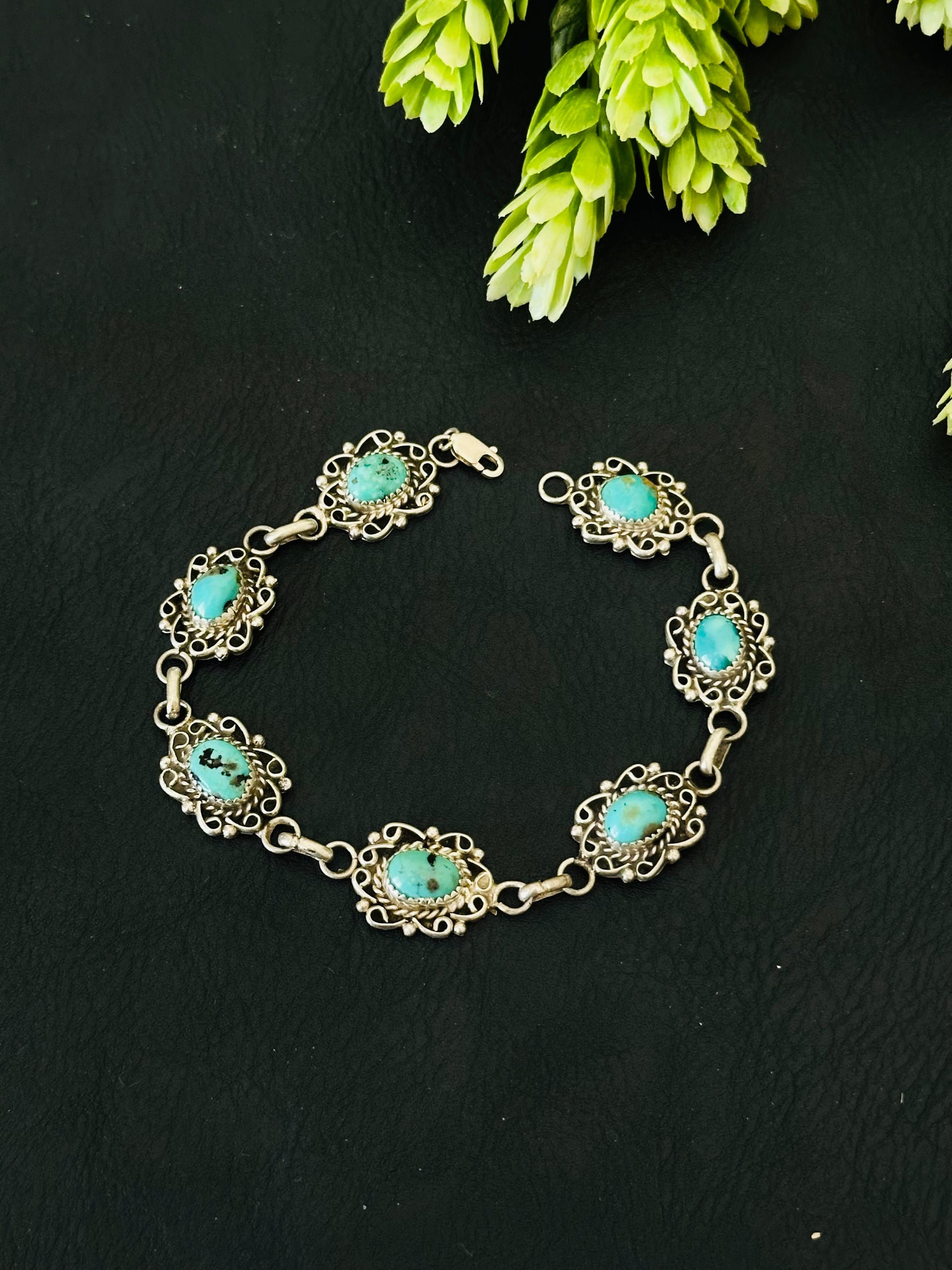 Navajo Made Kingman Turquoise & Sterling Silver Bracelet