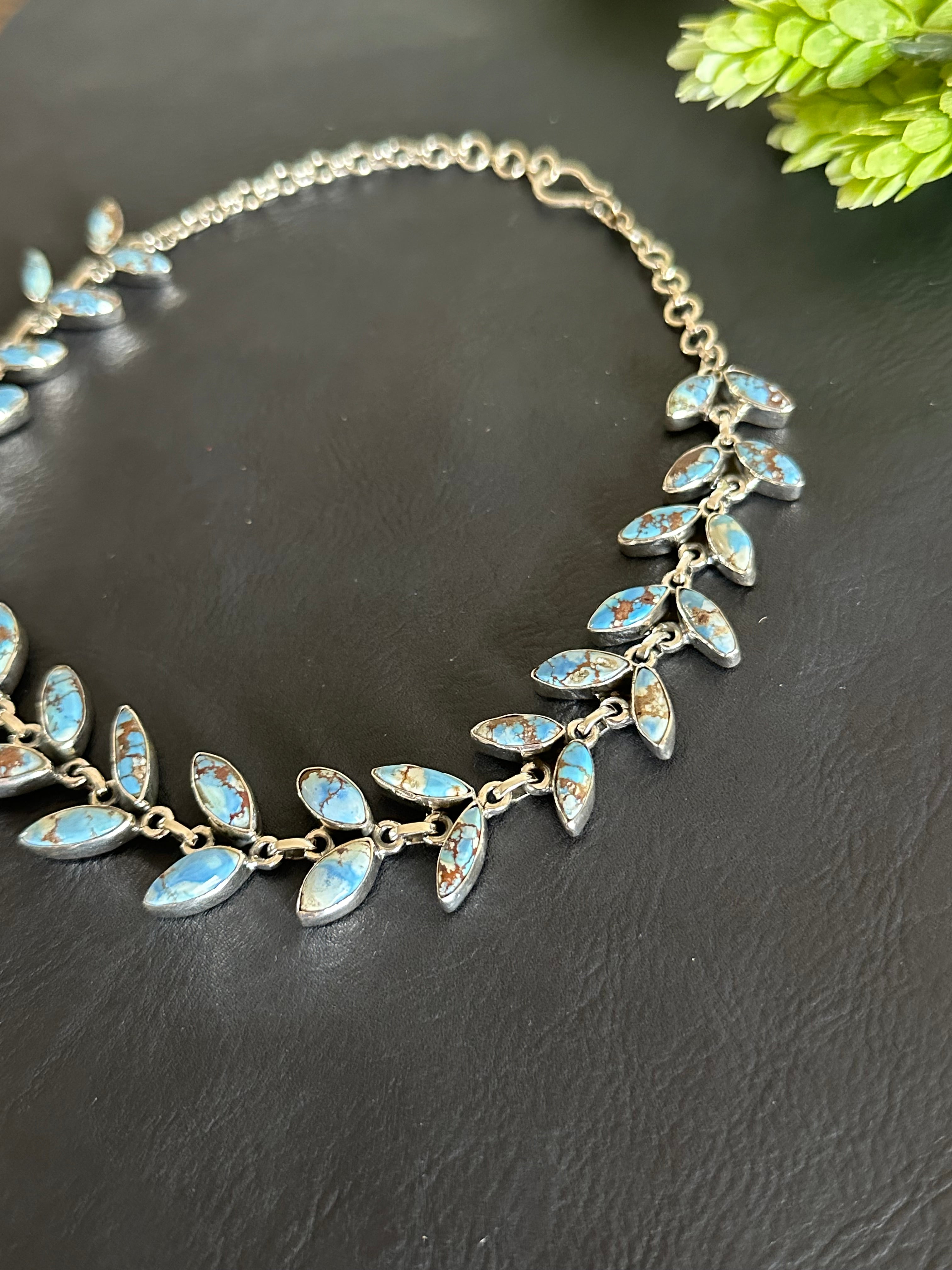 Southwest Handmade Golden Hills Turquoise & Sterling Silver Chocker Necklace