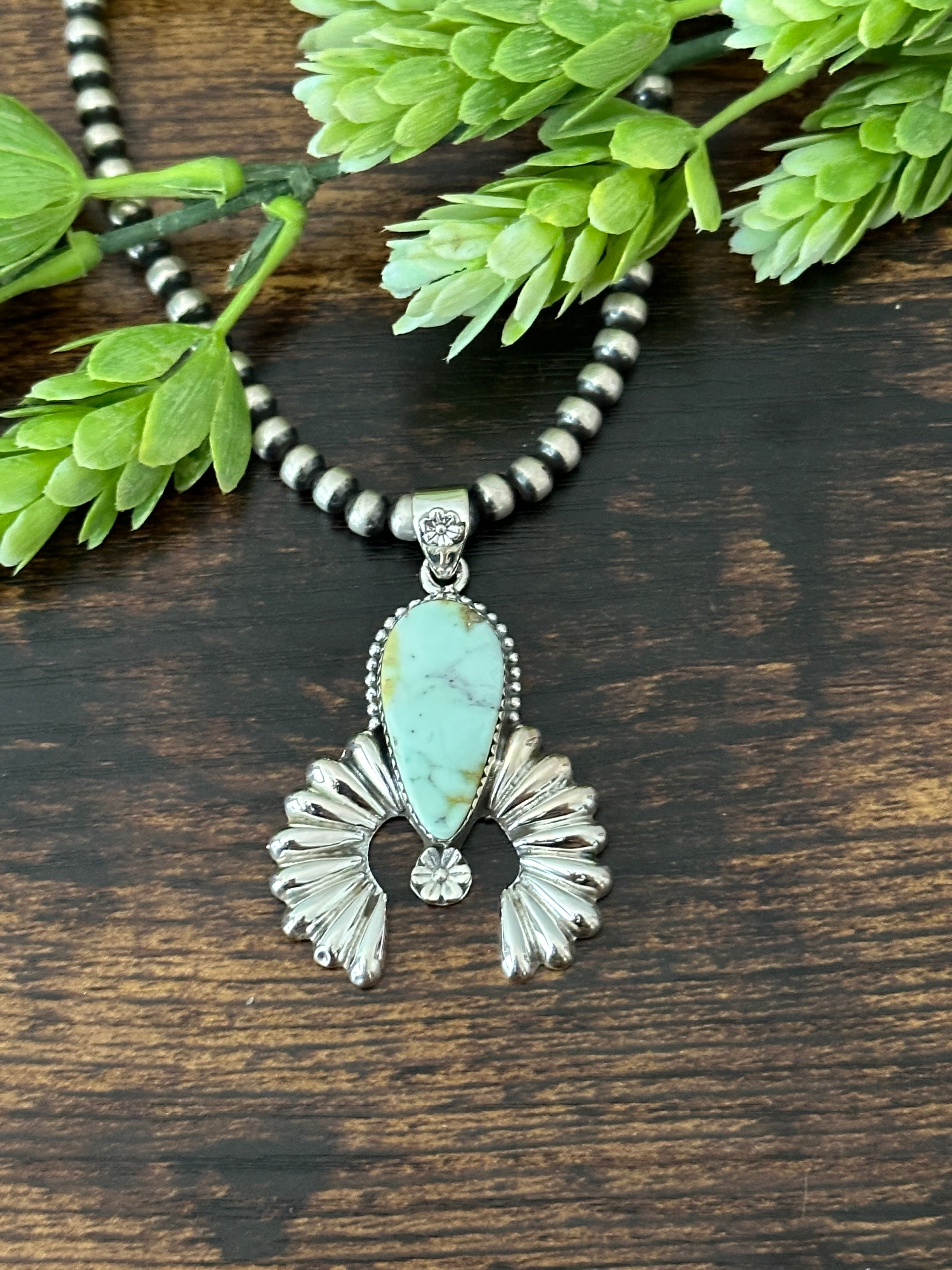 Southwest Palomino Variscite & Sterling Silver Pendant