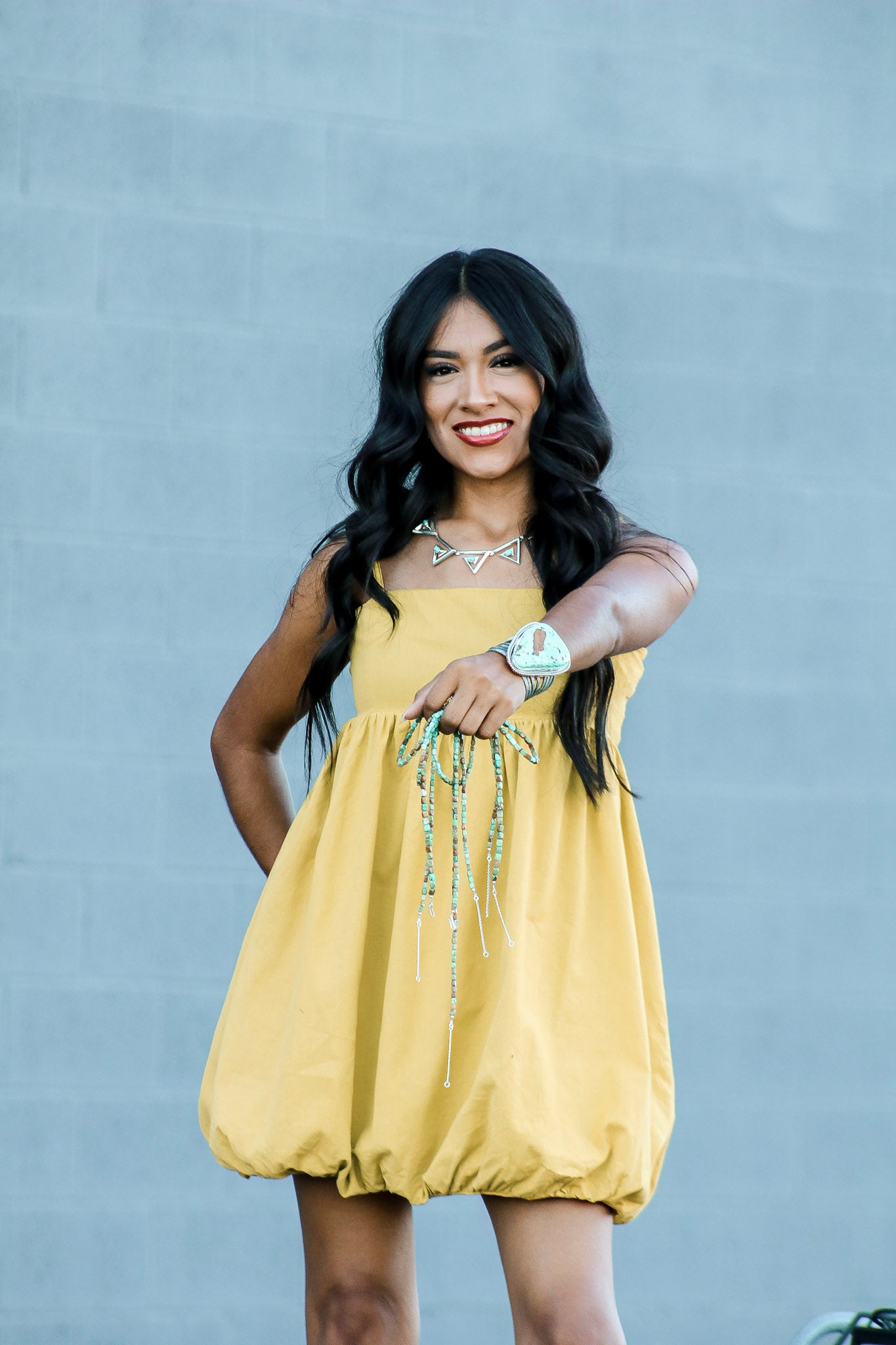 Navajo Strung Royston Turquoise & Sterling Silver Beaded Necklace