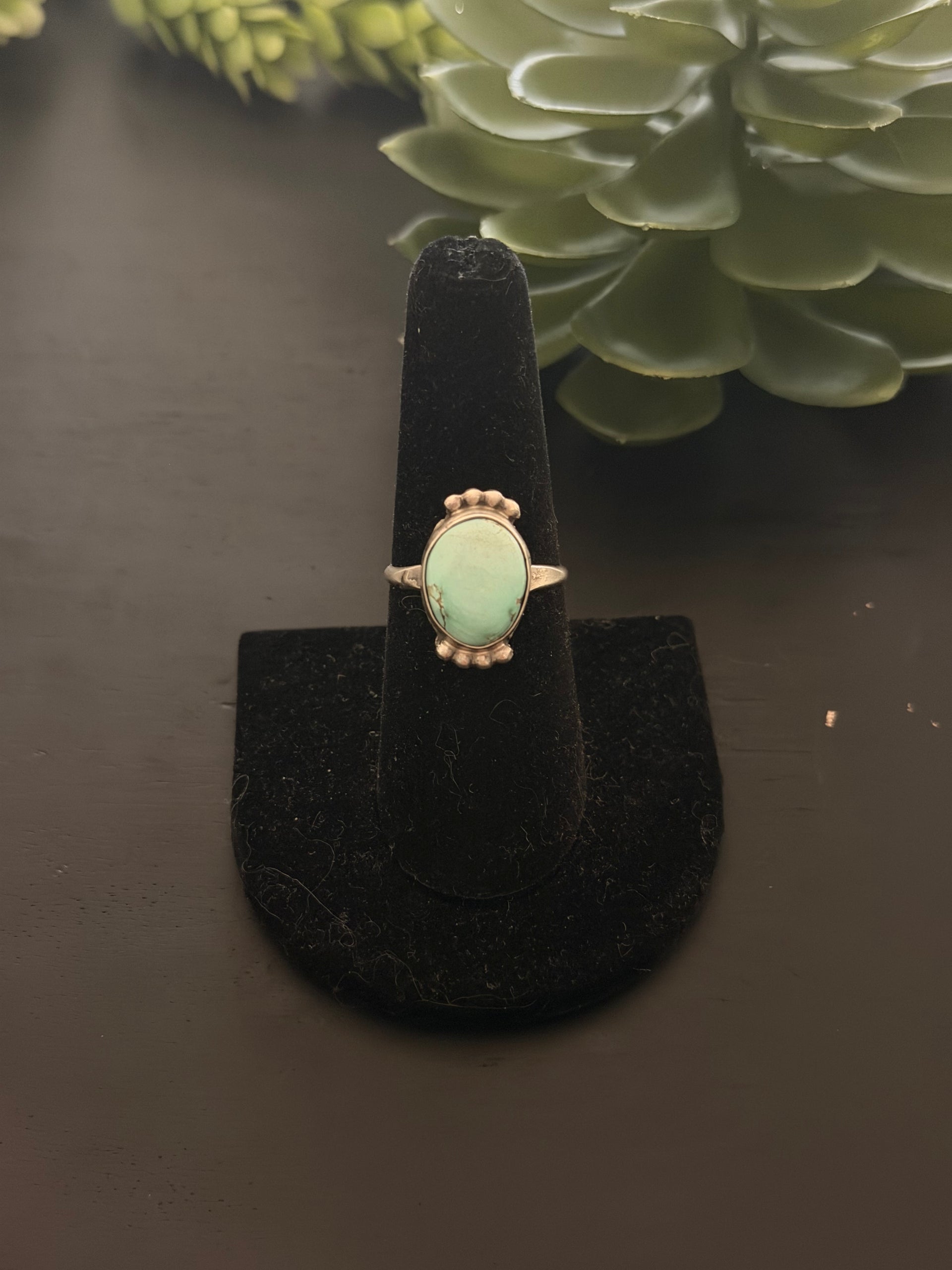 Navajo Made Royston Turquoise & Sterling Silver Ring Size 7.5