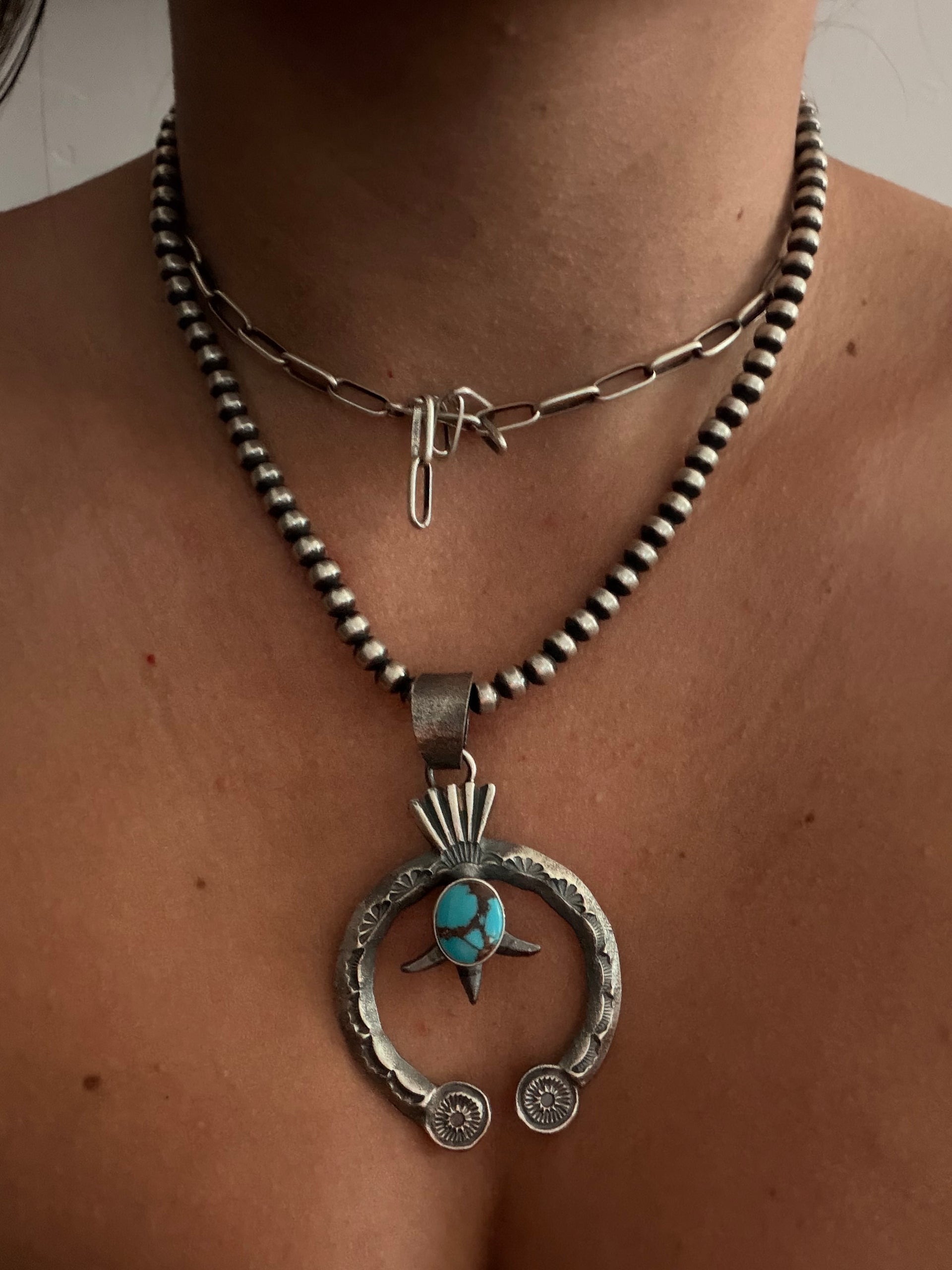 Kindale Billah Egyptian Turquoise & Sterling Silver Naja Pendant