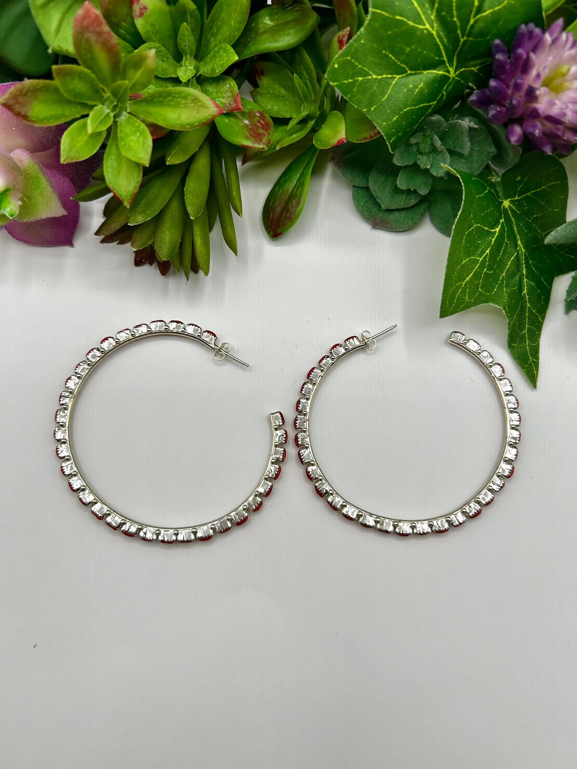 Zuni Made Coral & Sterling Silver Post  Earrings