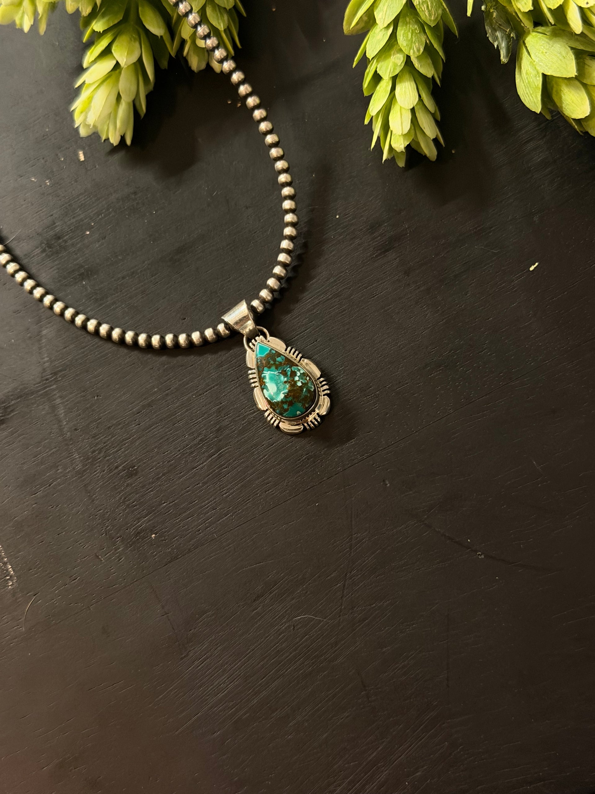 Navajo Made Sierra Vista Turquoise & Sterling Silver Pendant