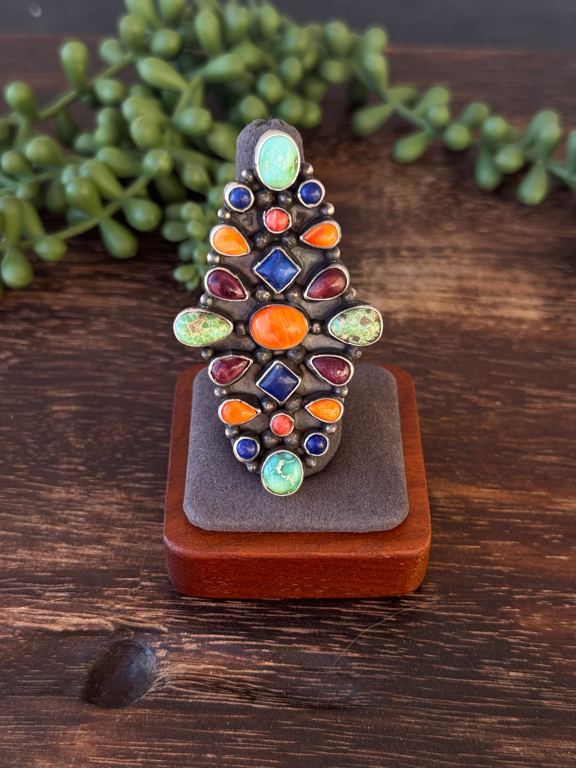 Sheila Becenti Multi Stone & Sterling Silver Adjustable Ring