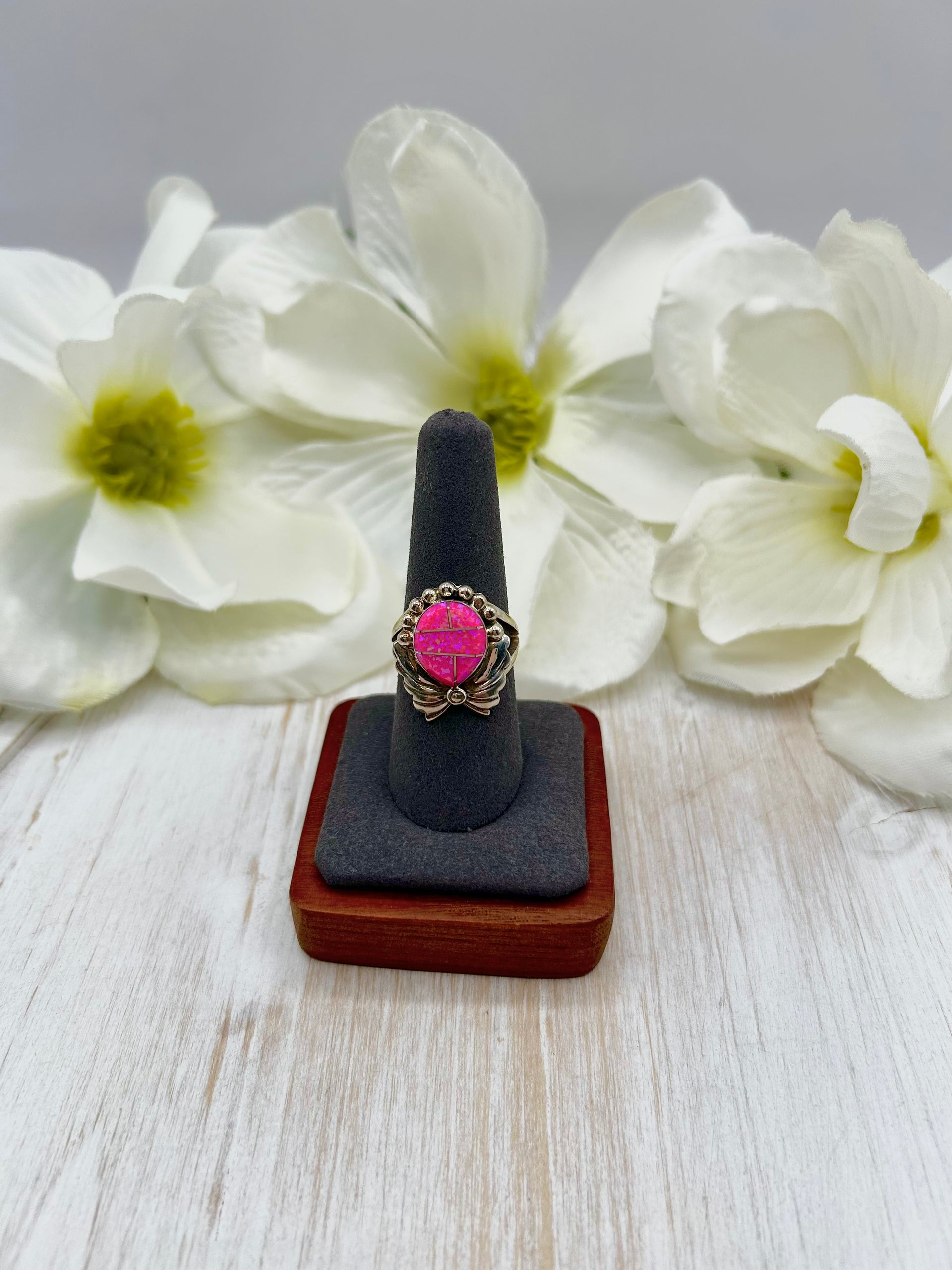 Navajo Made Opal & Sterling Silver Ring Size 8.25