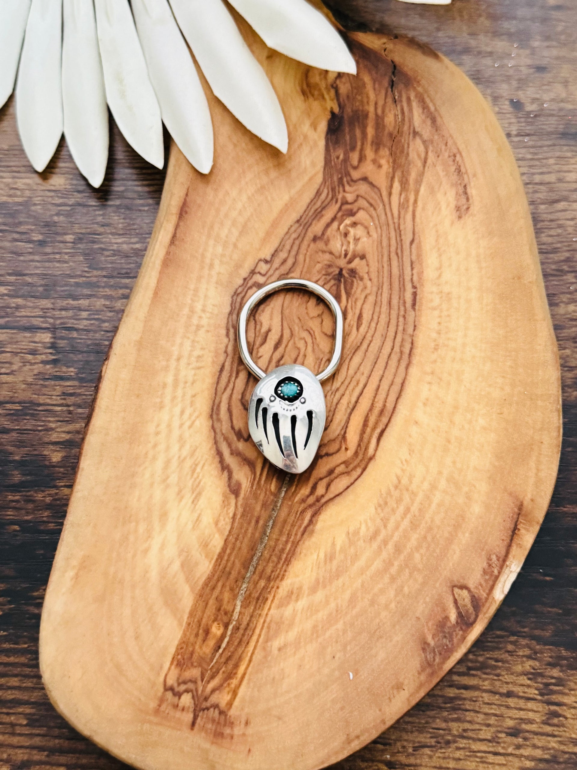 Navajo Made Kingman Turquoise & Sterling Silver Key Chain