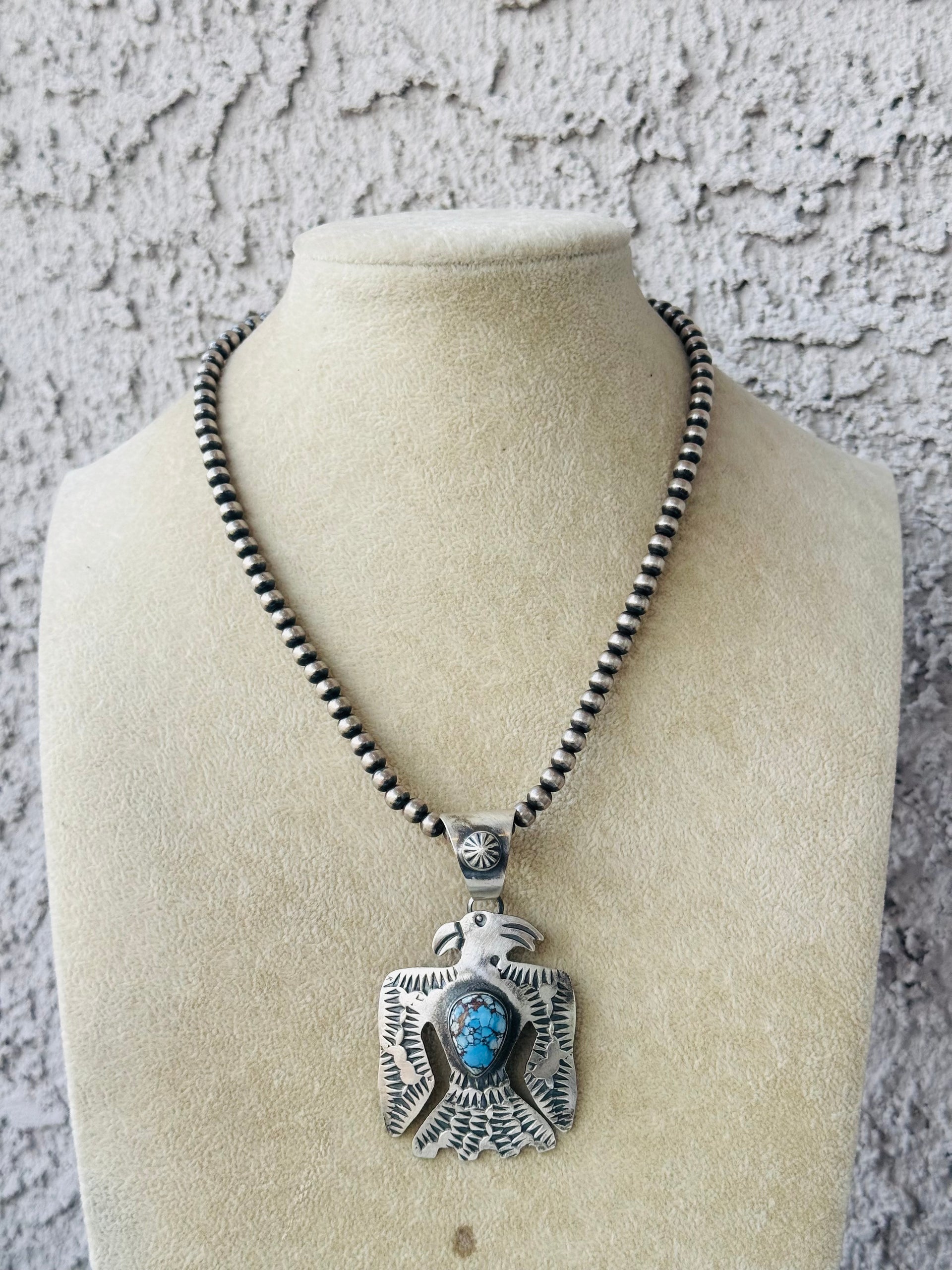 Chimney Butte Golden Hills Turquoise & Sterling Silver Thunderbird Pendant