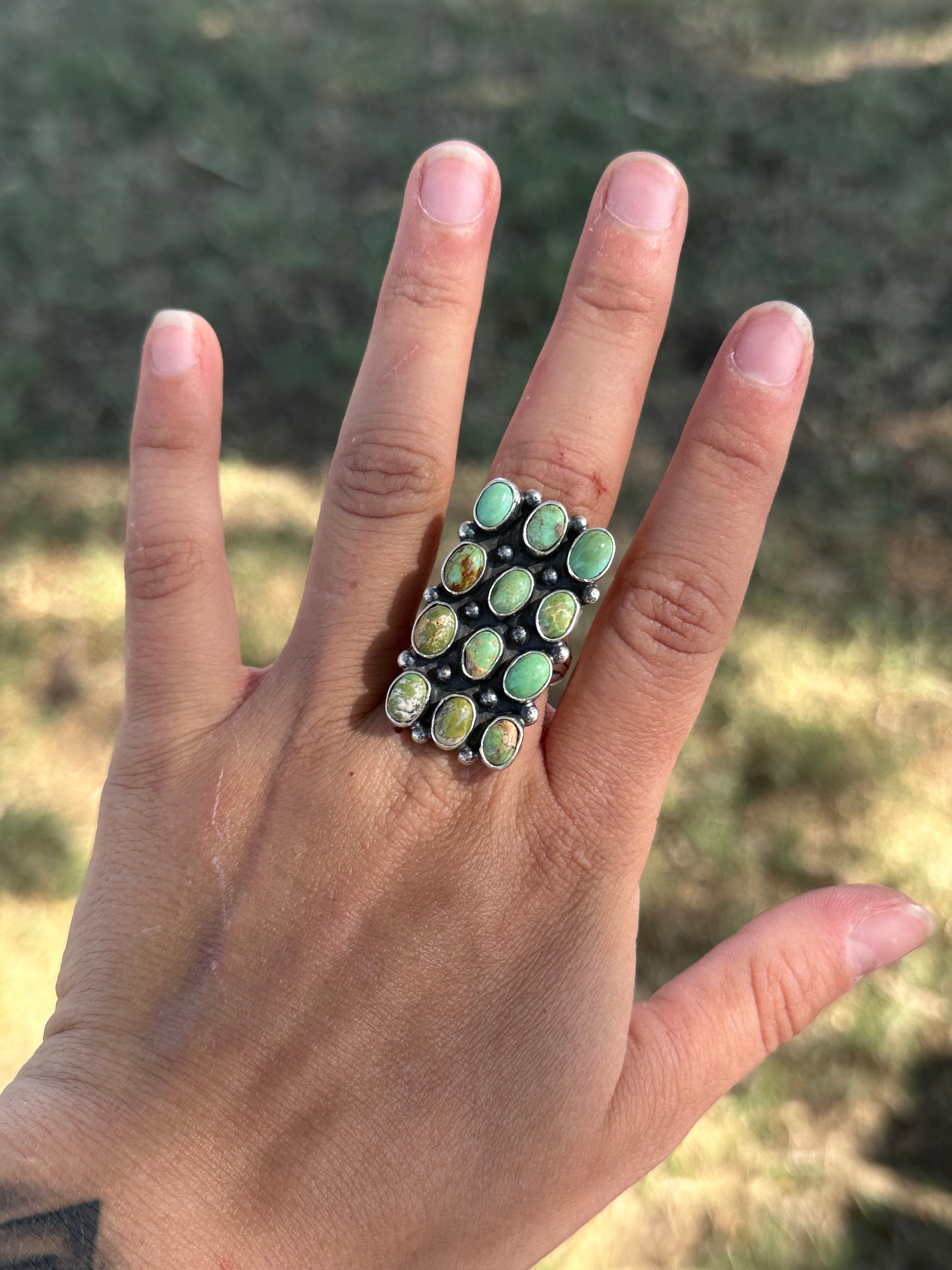 Jon Begay Royston Turquoise & Sterling Silver Cluster Ring