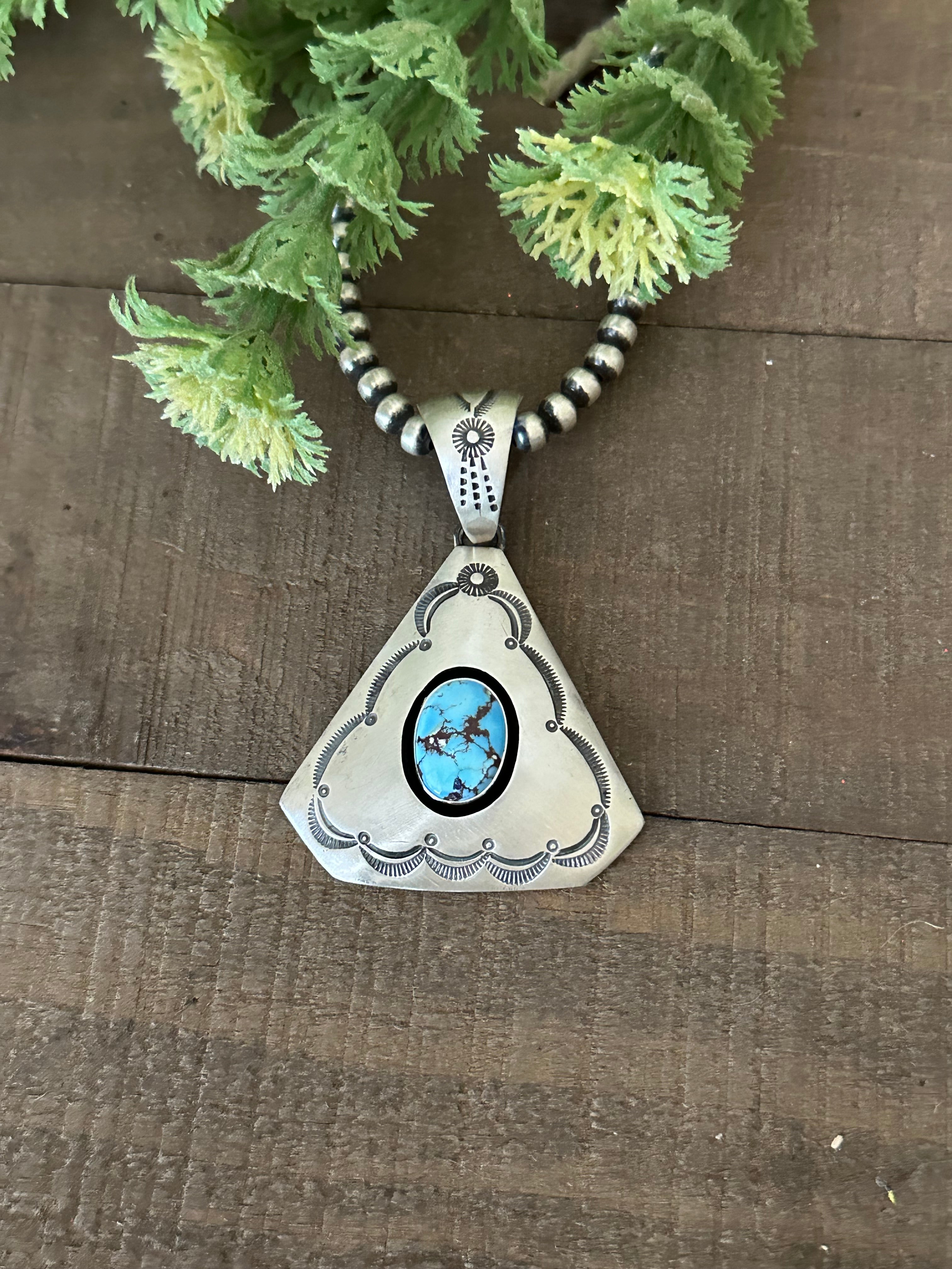 P Begay Golden Hills Turquoise & Sterling Silver Pendant