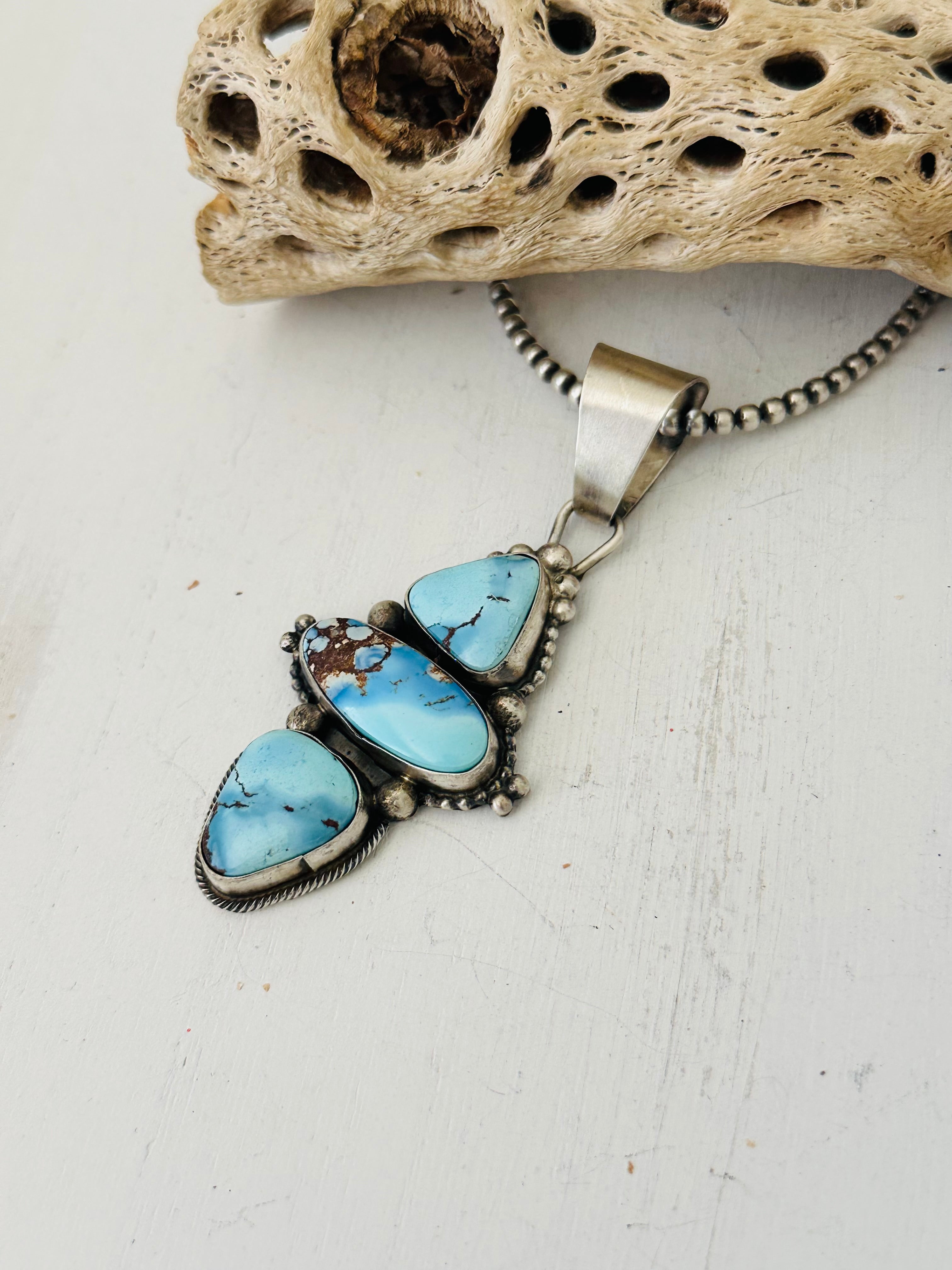Shelia Becenti Golden Hills Turquoise & Sterling Silver Pendant