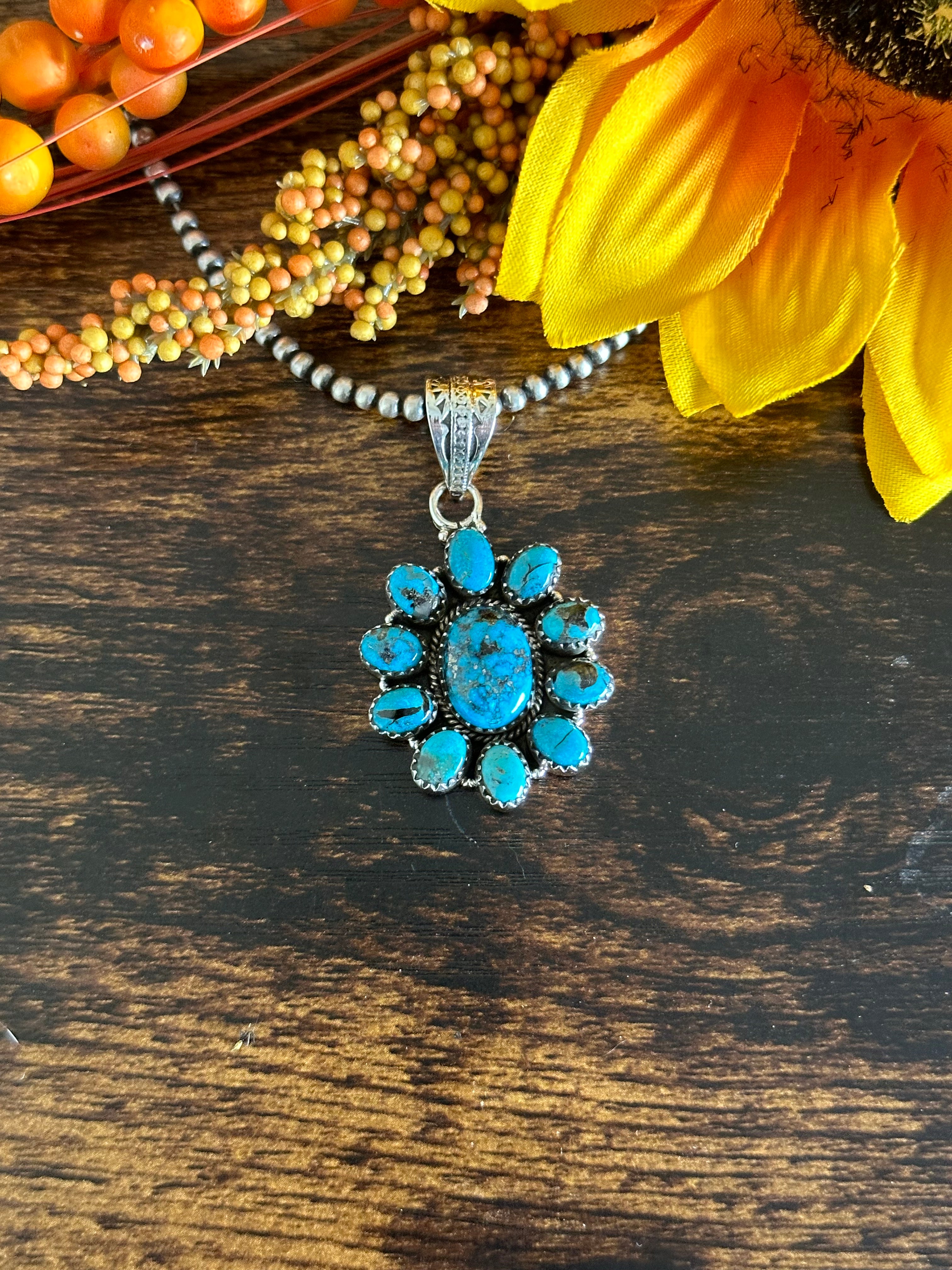 Southwest Handmade Kingman Turquoise & Sterling Silver Pendant