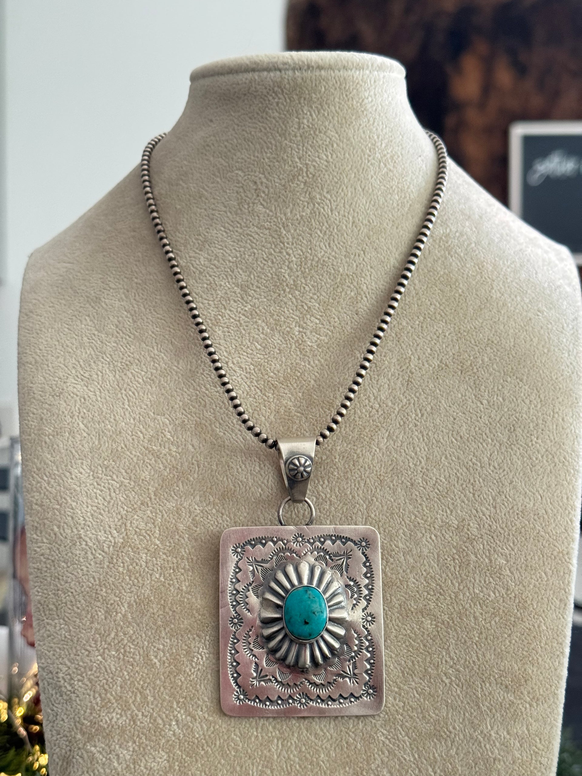 Delbert Secatero Kingman Turquoise & Sterling Silver Pendant