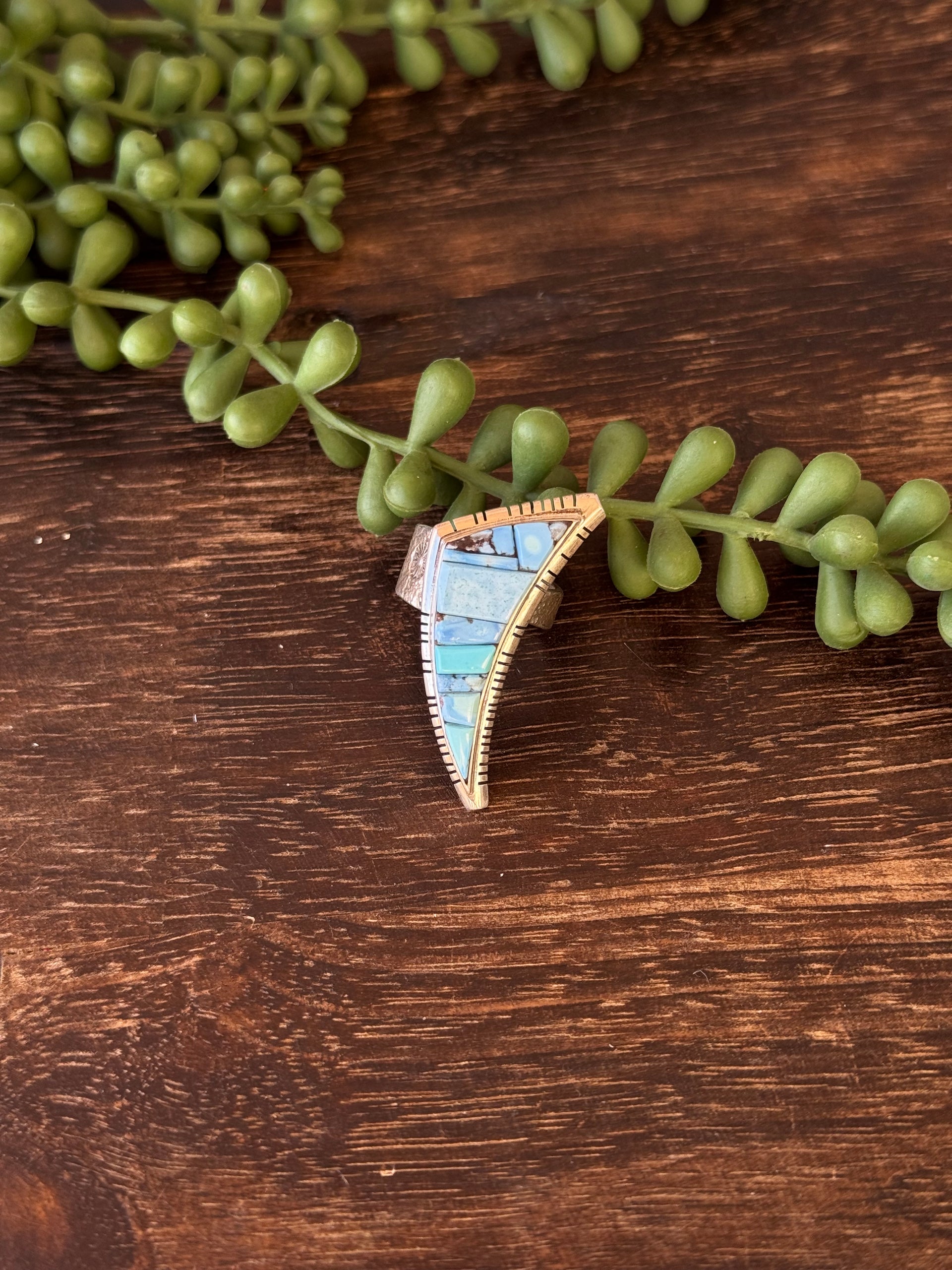 David Tune Golden Hills Turquoise & Sterling Silver Cobblestone Adjustable Ring