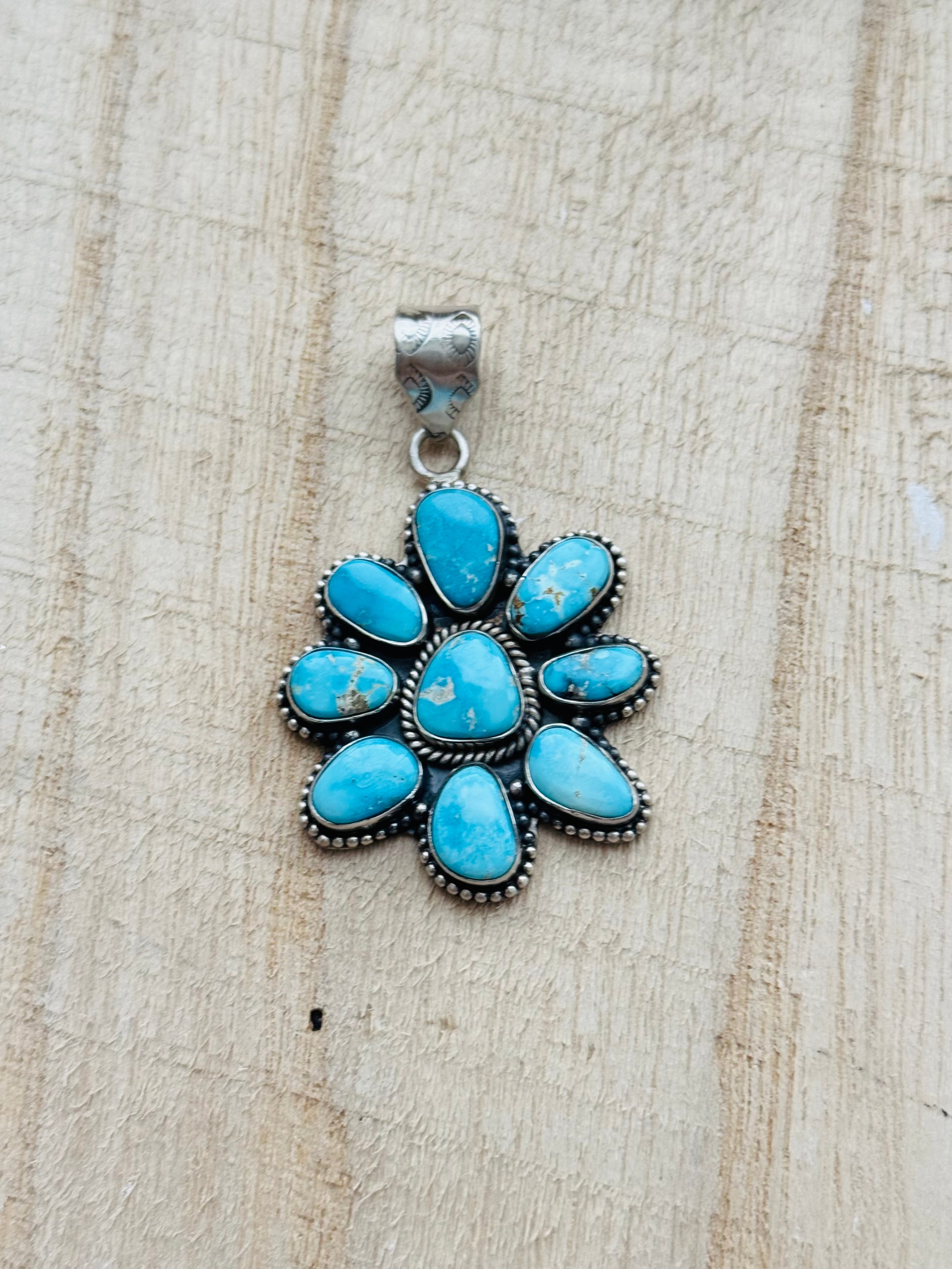 Southwest Handmade Valley Blue Turquoise & Sterling Silver Pendant