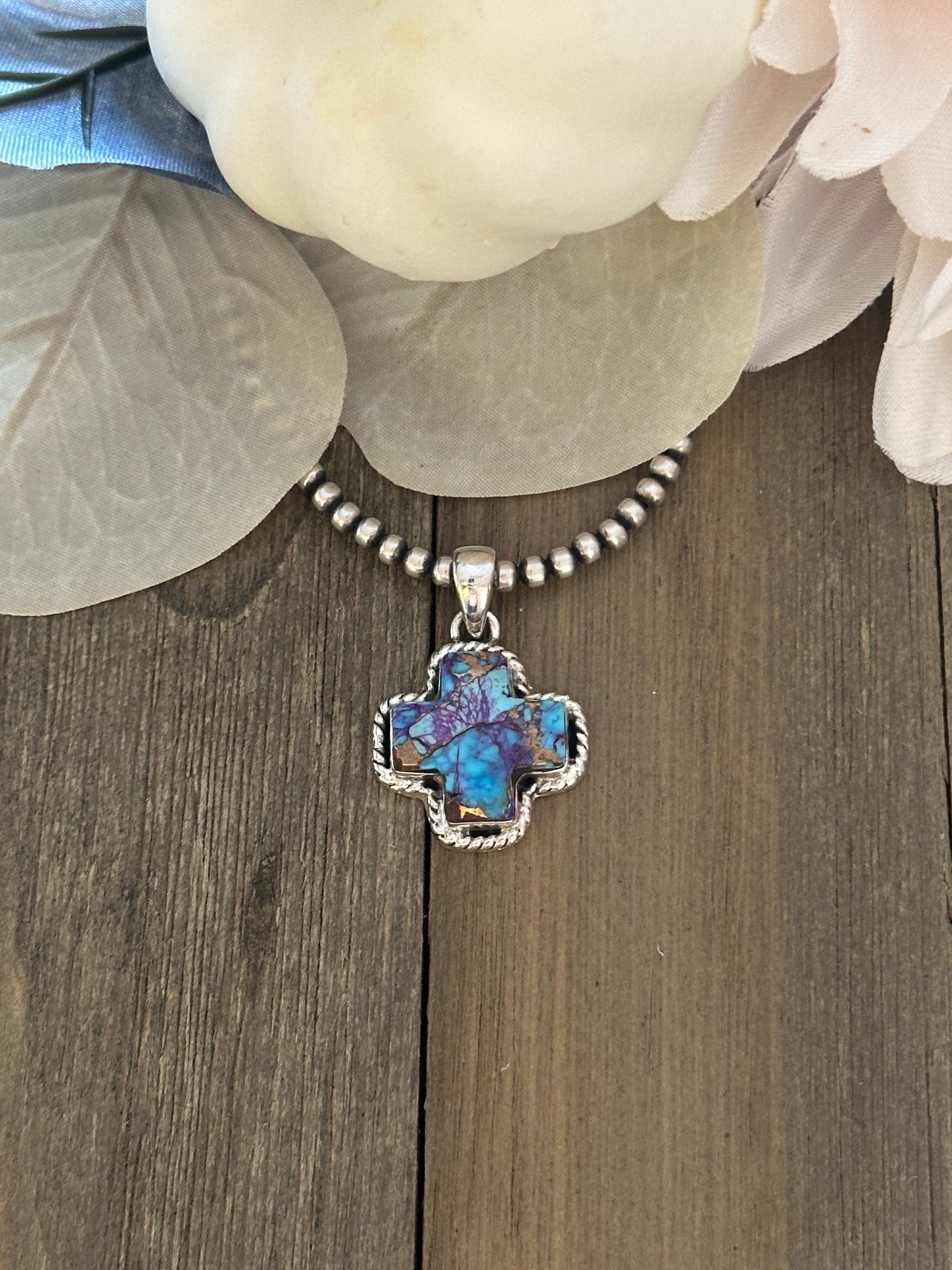 Southwest Handmade Mohave Turquoise & Sterling Silver Pendant