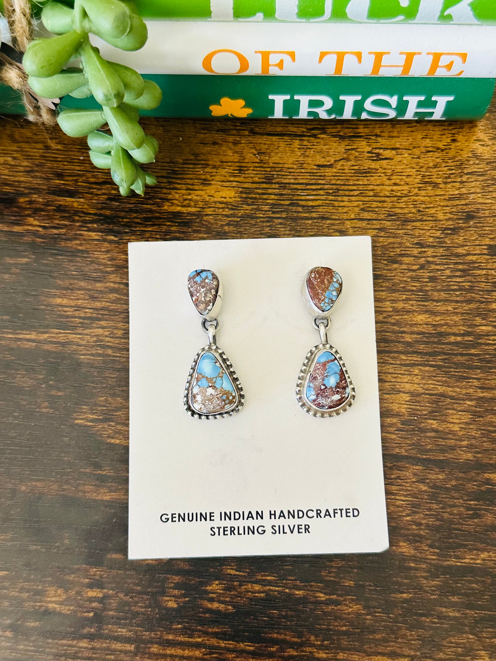 Lorenzo Juan Golden Hills Turquoise & Sterling Silver Post Dangle Earrings