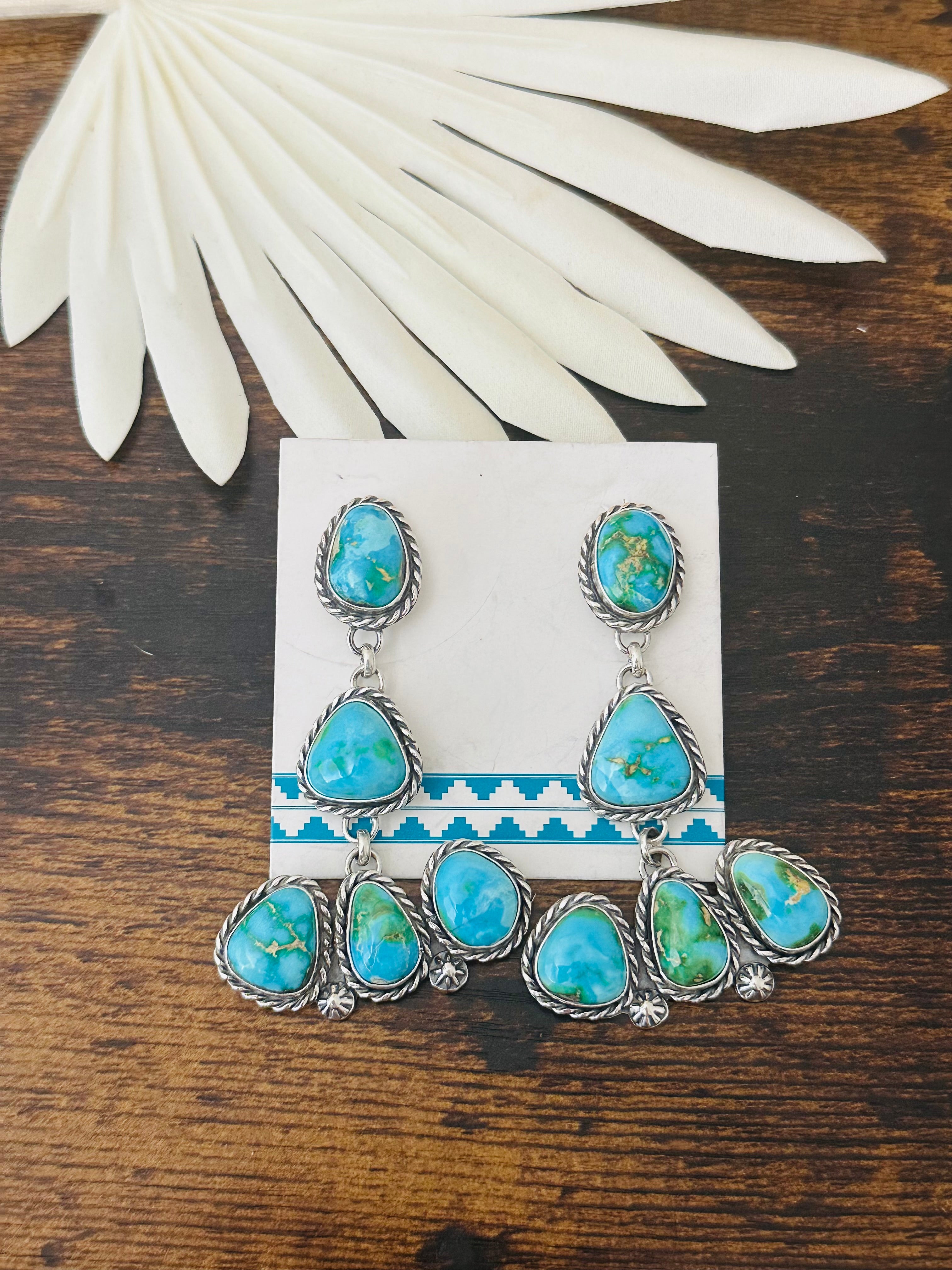 Larry Kaye Sonoran Mountain Turquoise & Sterling Silver Post Dangle Earrings