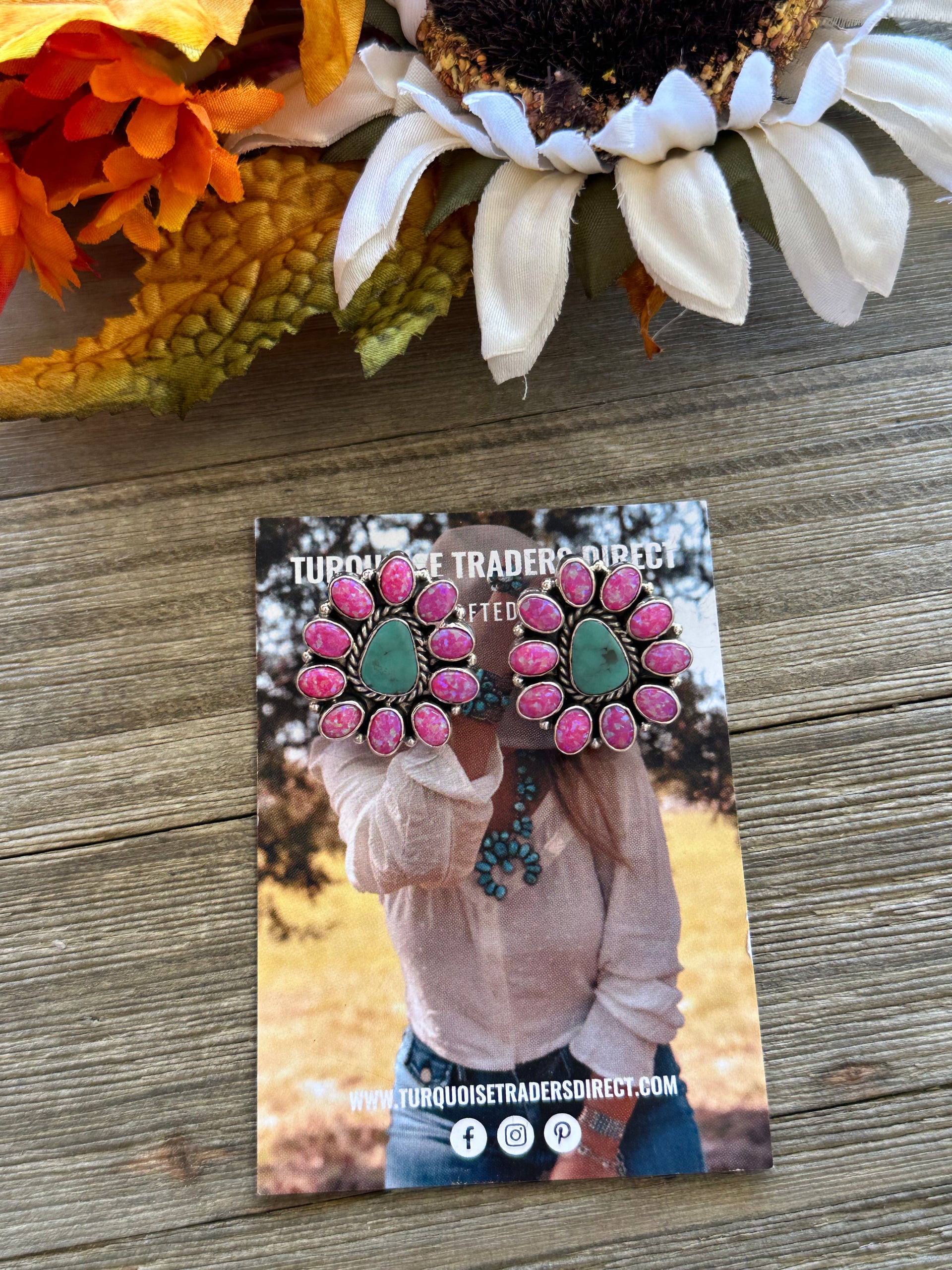 Southwest Handmade Multi Stone & Sterling Silver Post Earrings