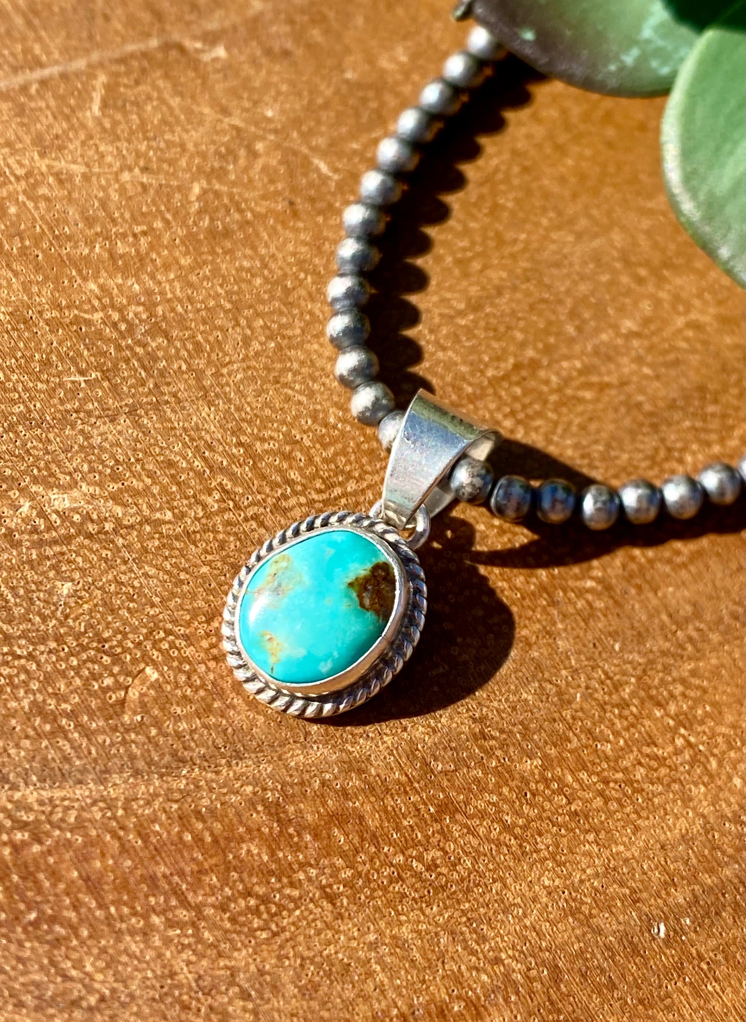 Navajo Made Kingman Turquoise & Sterling Silver PENDANT ONLY