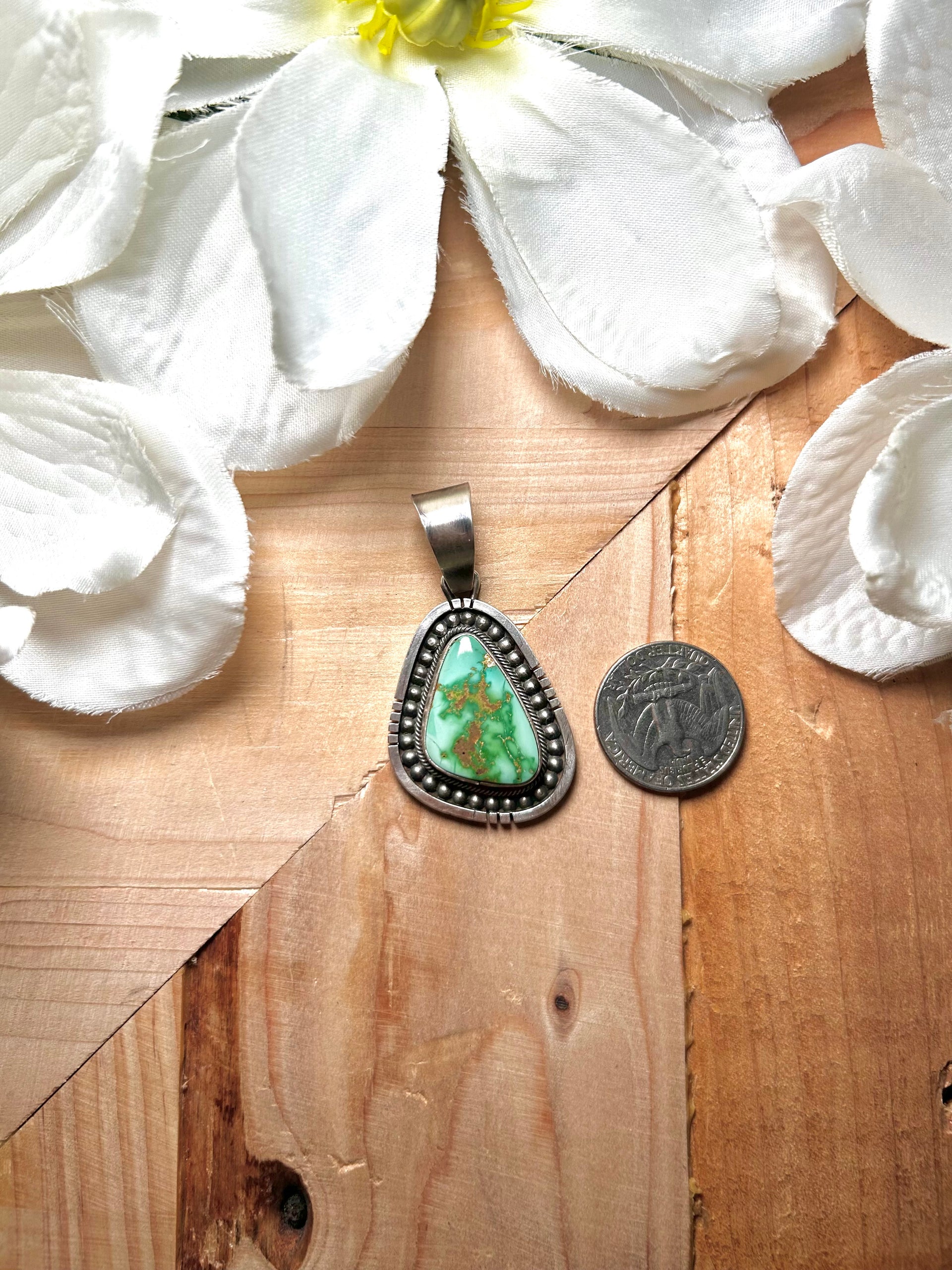 Navajo Made Royston Turquoise & Sterling Silver Pendant