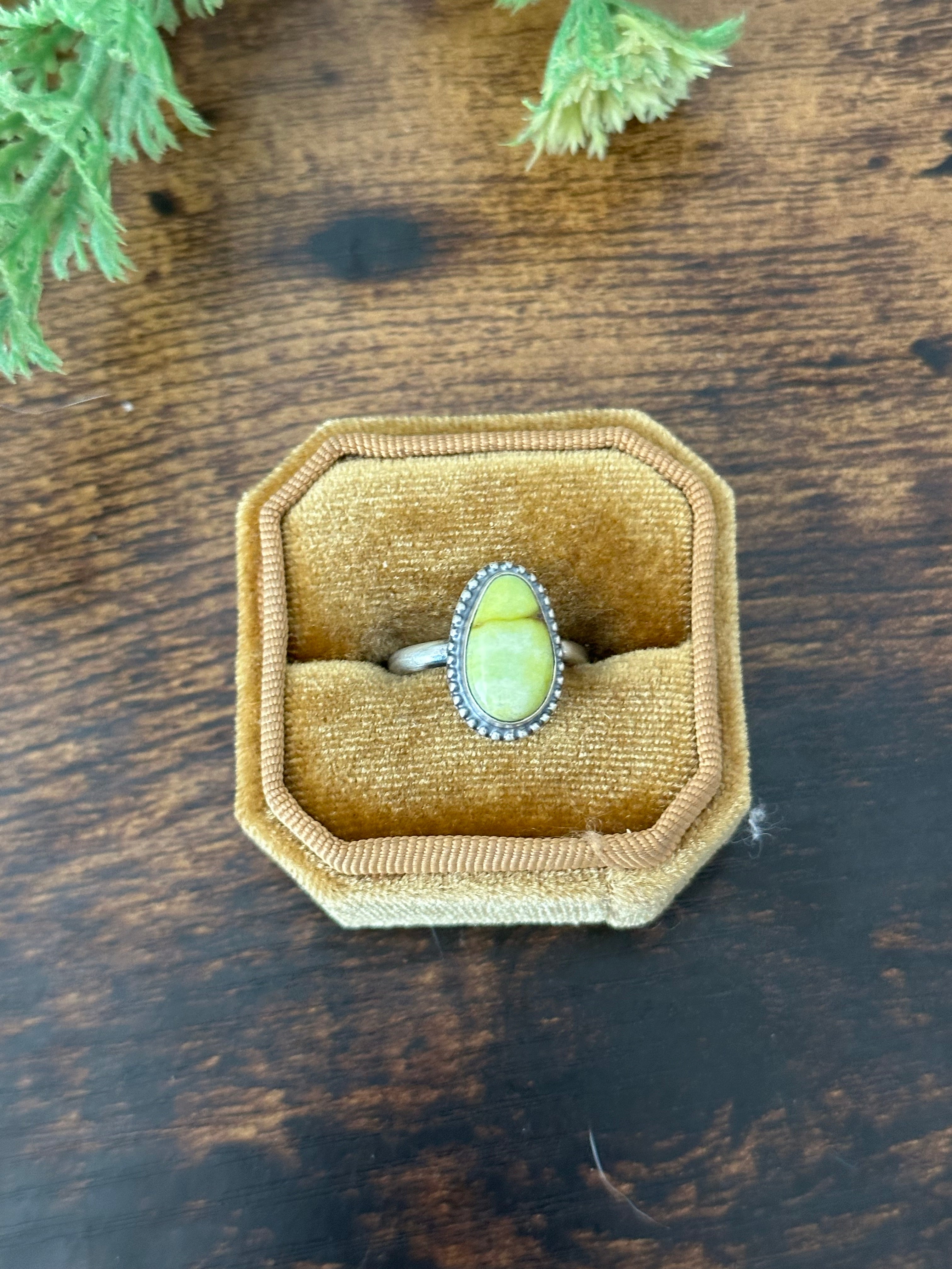 Navajo Handmade Palomino Variscite & Sterling Silver Rings